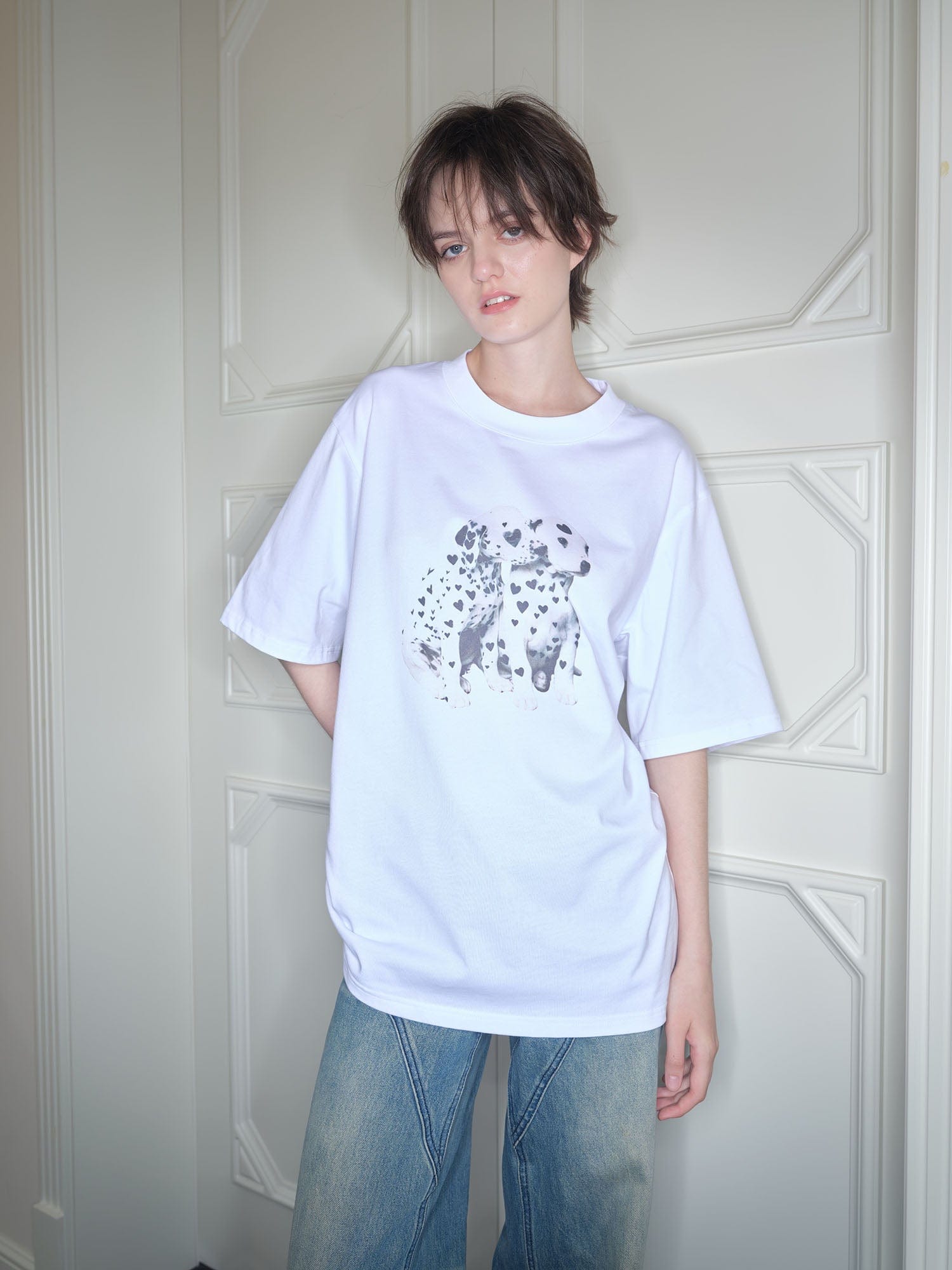 SOURPLUM Heart Dalmatian Graphic T-Shirt, premium urban and streetwear designers apparel on PROJECTISR.com, SOURPLUM