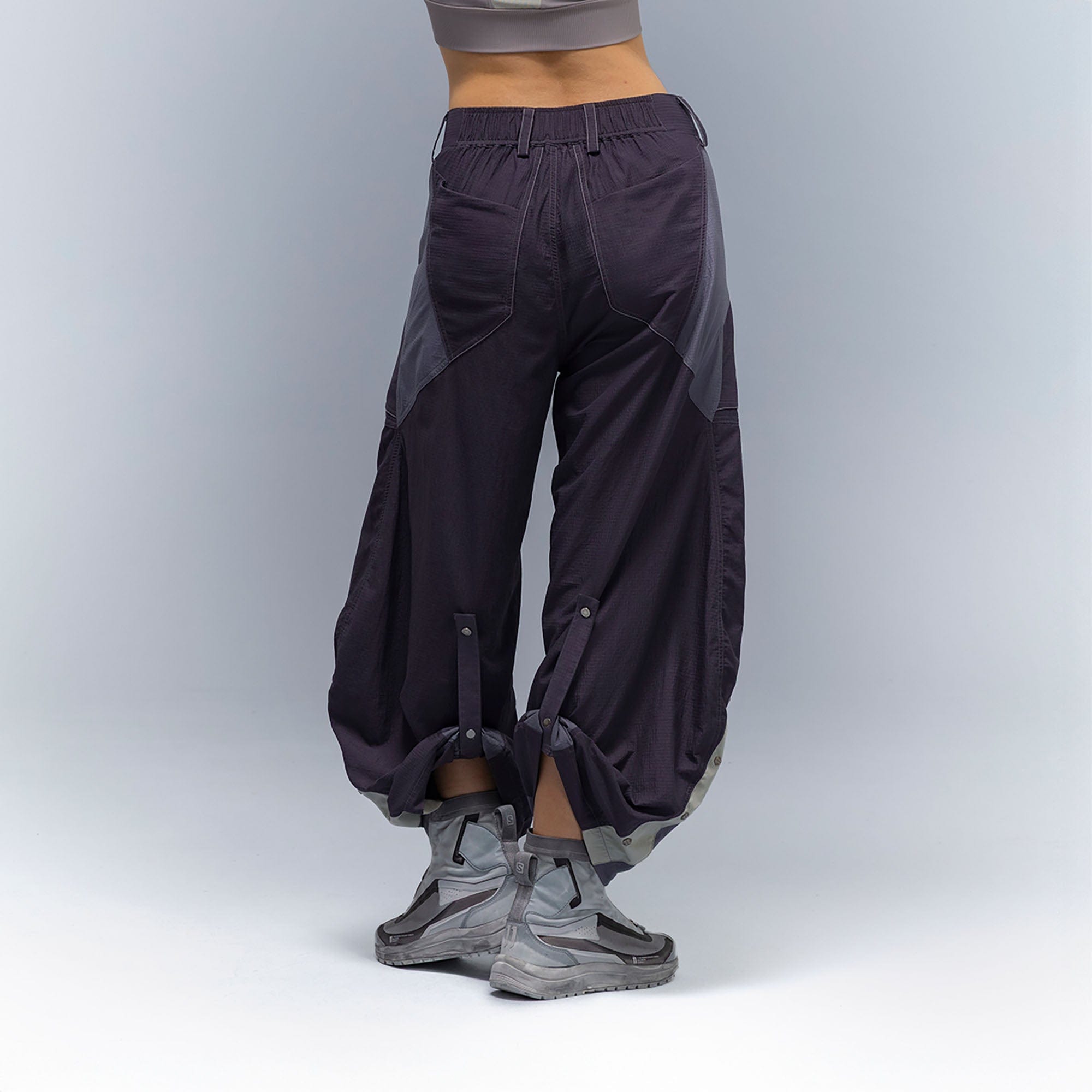 XIPHEVIL Deconstructed Contrast Panel Utility Curved Pants, premium urban and streetwear designers apparel on PROJECTISR.com, XIPHEVIL