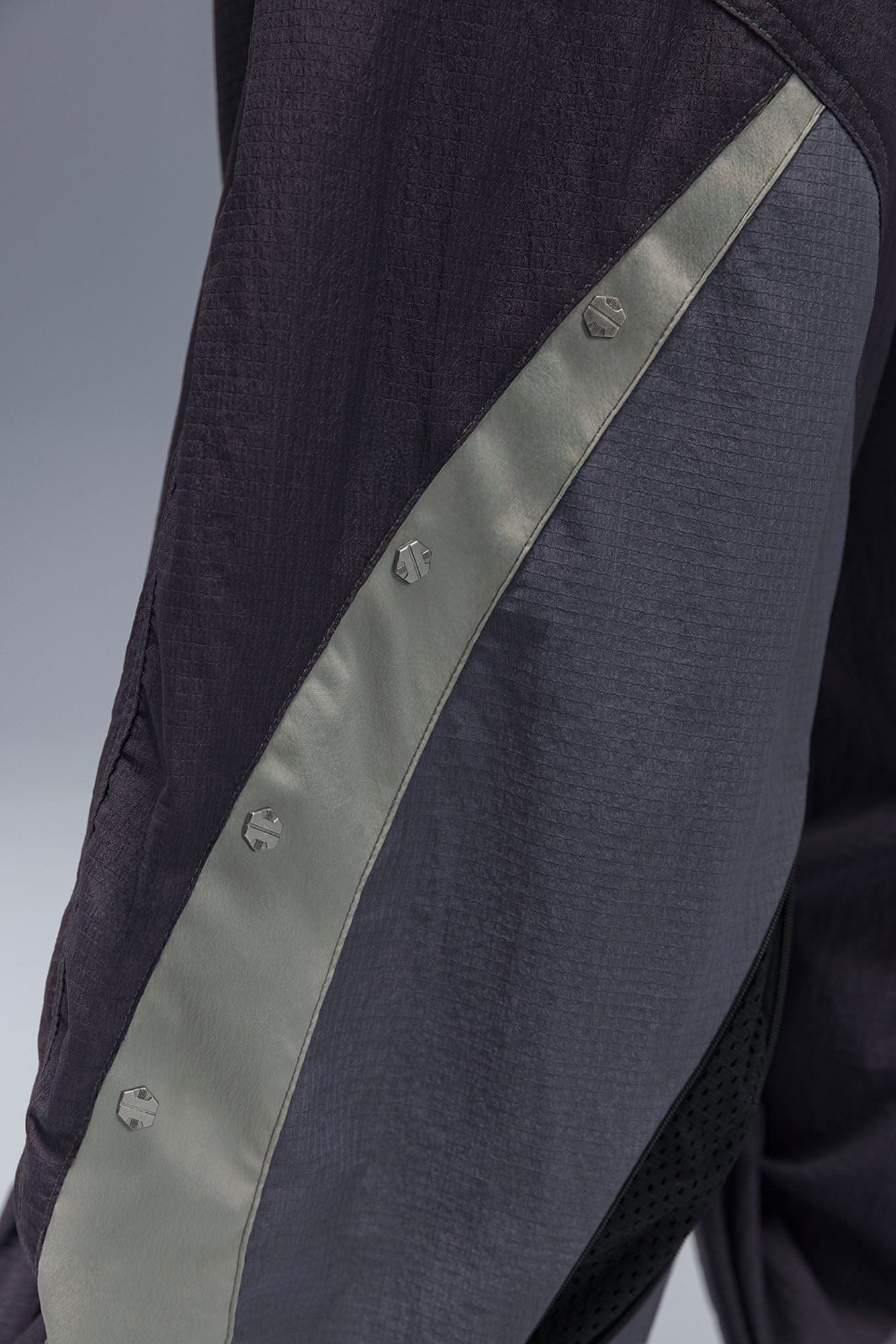 XIPHEVIL Deconstructed Contrast Panel Utility Curved Pants, premium urban and streetwear designers apparel on PROJECTISR.com, XIPHEVIL