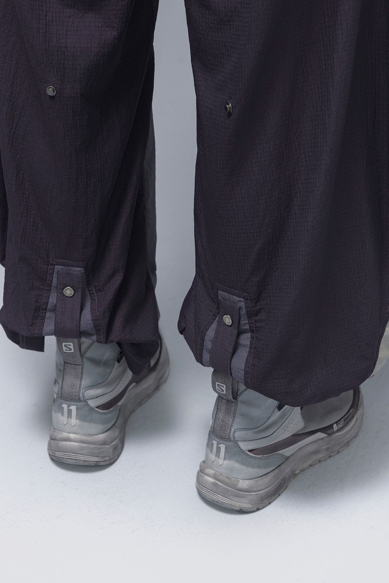 XIPHEVIL Deconstructed Contrast Panel Utility Curved Pants, premium urban and streetwear designers apparel on PROJECTISR.com, XIPHEVIL