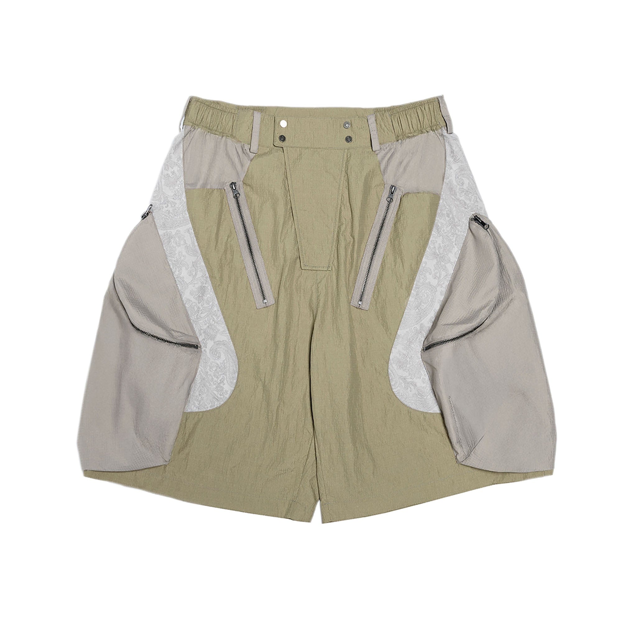 XIPHEVIL Snake Skin Contrast Panel Multi-Pocket Shorts, premium urban and streetwear designers apparel on PROJECTISR.com, XIPHEVIL
