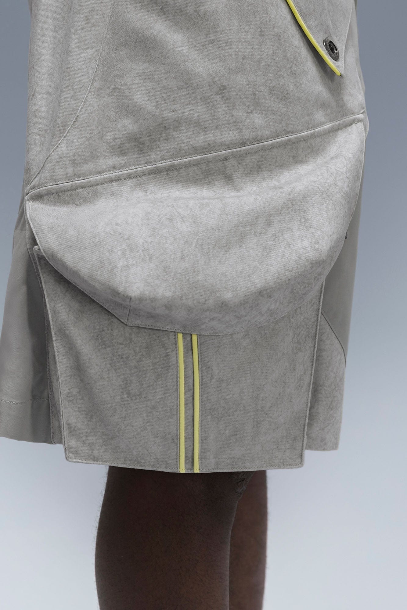 XIPHEVIL Washed Contrast Panel Pocket Utility Shorts Gray, premium urban and streetwear designers apparel on PROJECTISR.com, XIPHEVIL