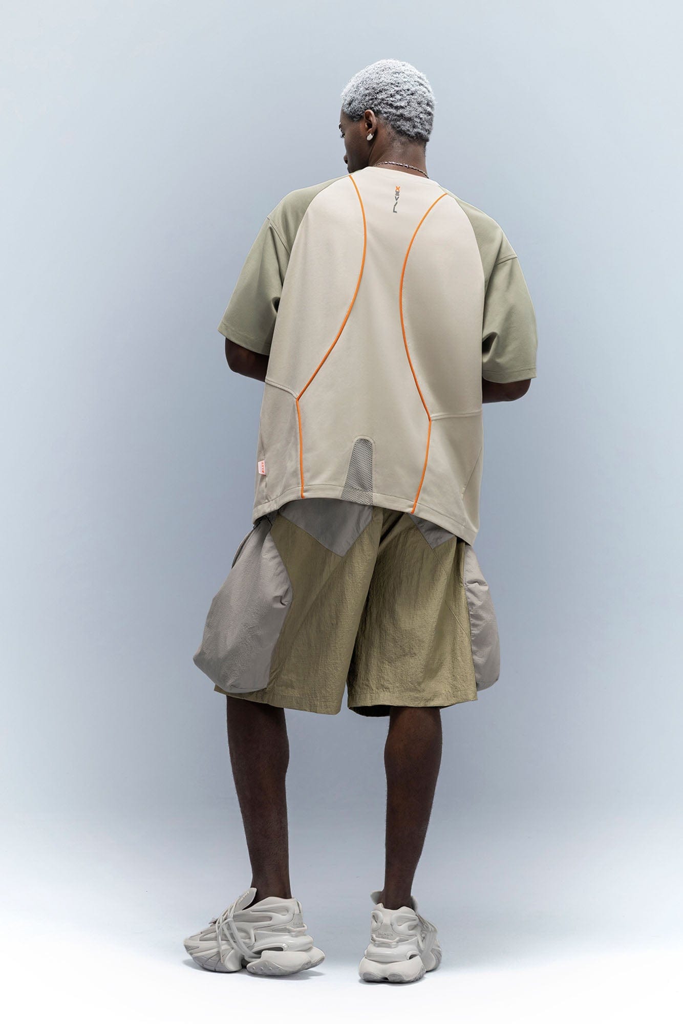 XIPHEVIL Snake Skin Contrast Panel Multi-Pocket Shorts, premium urban and streetwear designers apparel on PROJECTISR.com, XIPHEVIL
