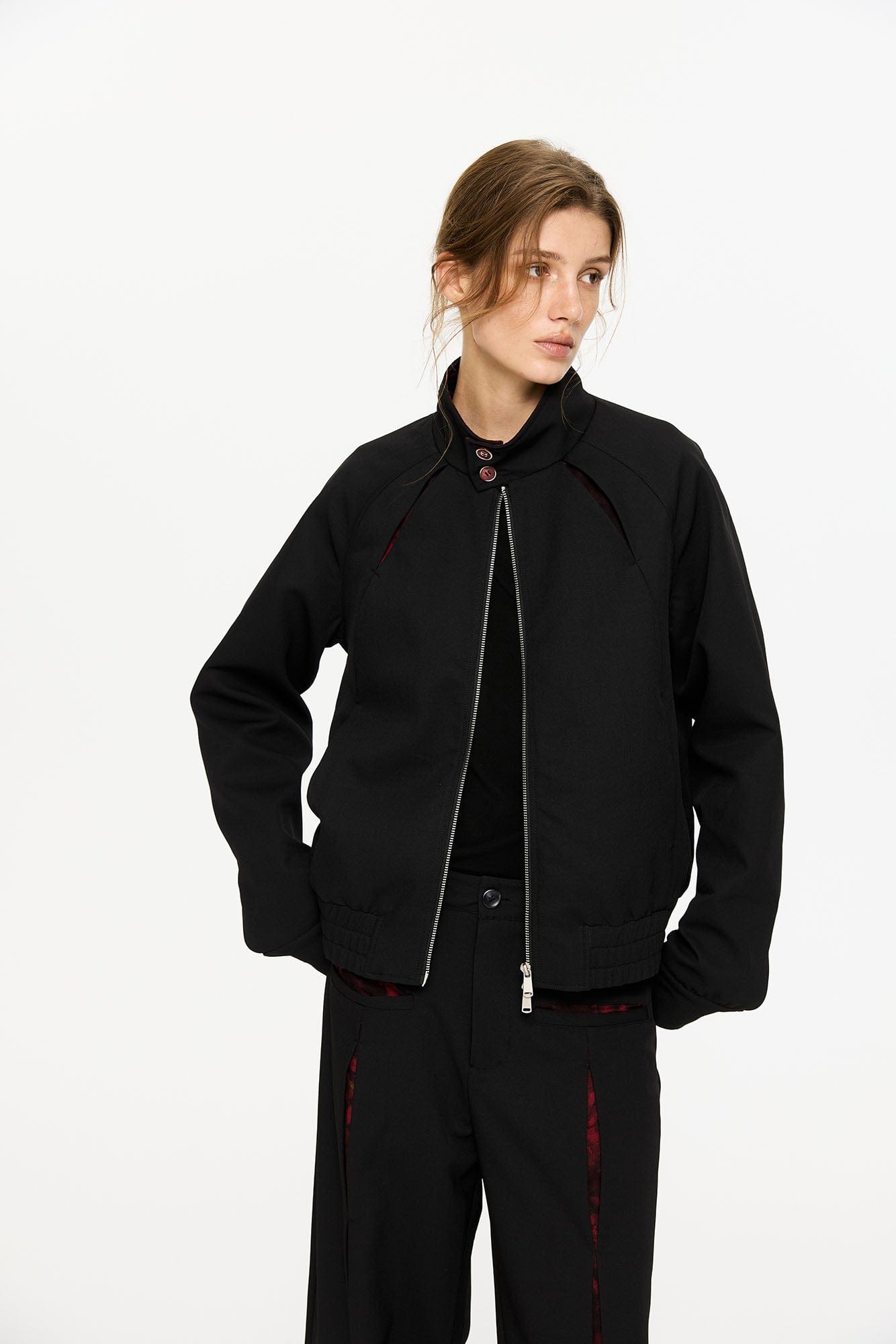 KREATE Floral-Lined Spliced Harrington Jacket, premium urban and streetwear designers apparel on PROJECTISR.com, KREATE
