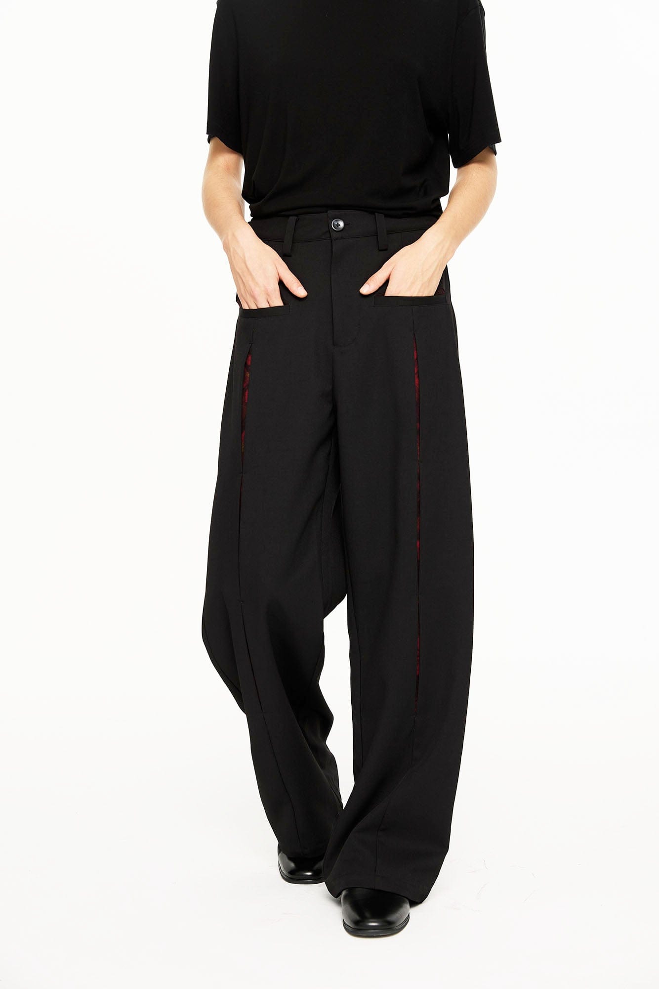KREATE Floral Insert Slit Straight-Leg Trousers, premium urban and streetwear designers apparel on PROJECTISR.com, KREATE