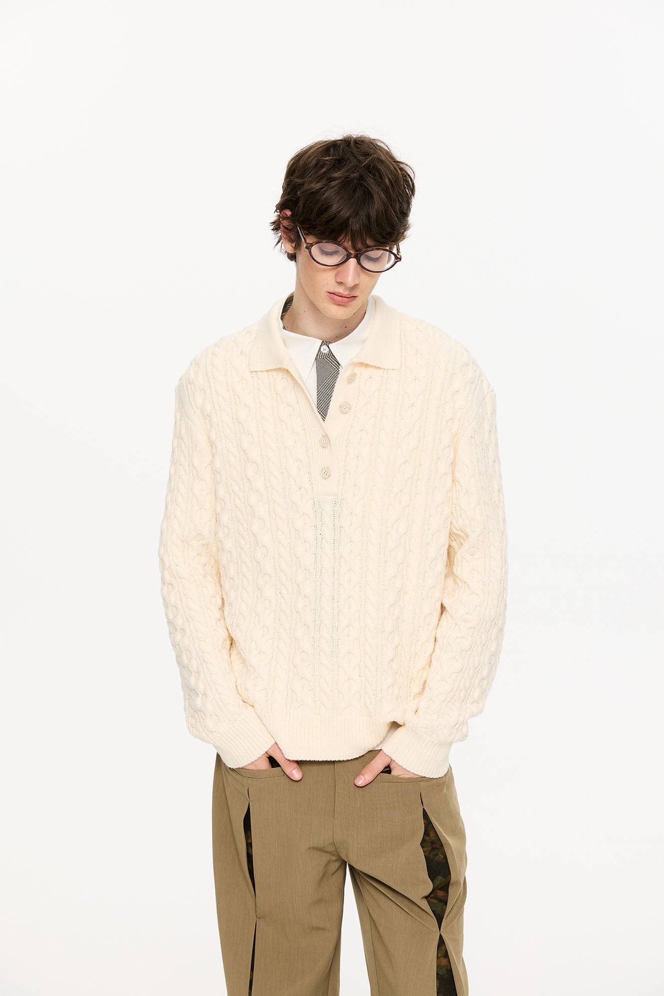 KREATE Cable Knit Polo Sweater, premium urban and streetwear designers apparel on PROJECTISR.com, KREATE