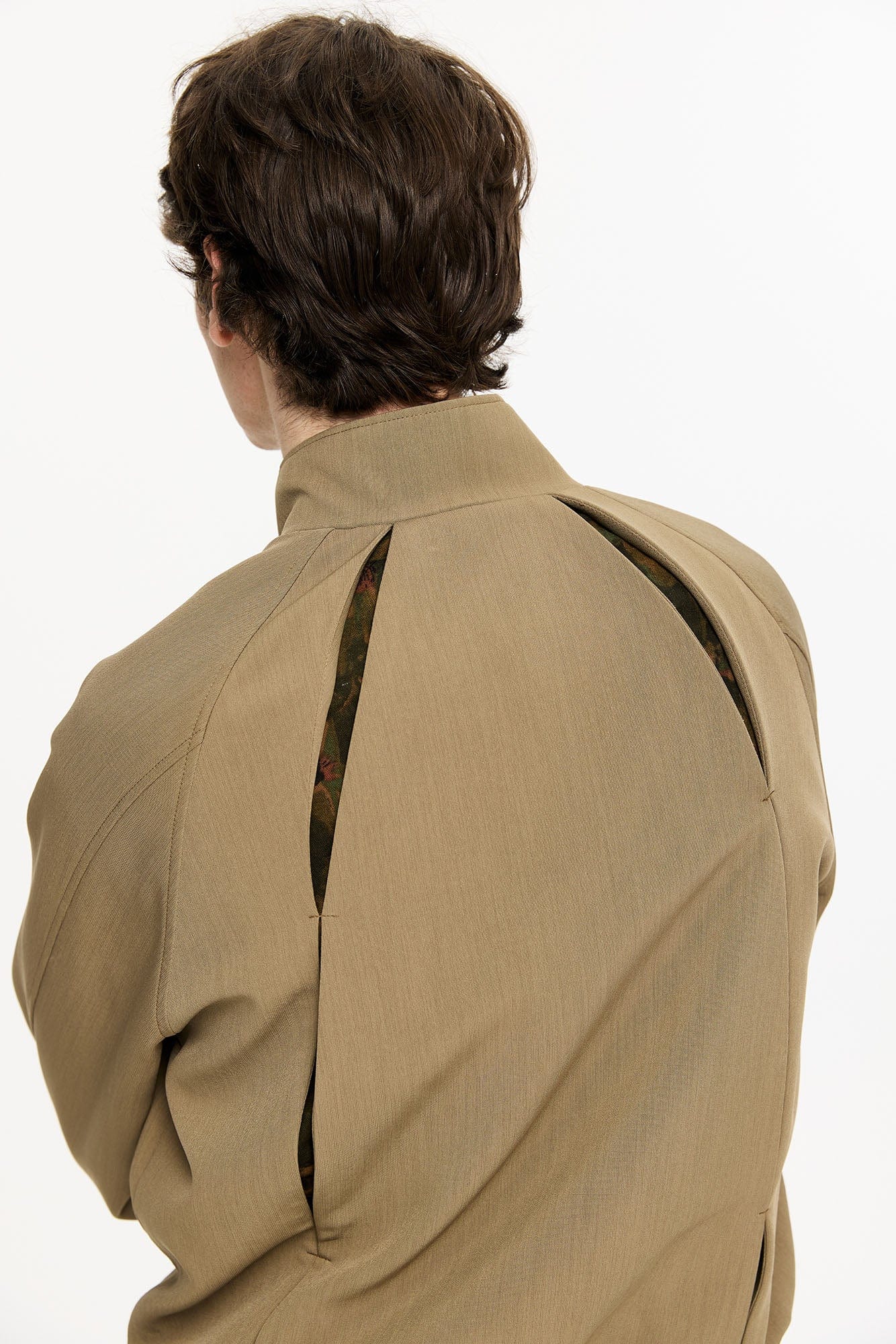 KREATE Floral-Lined Spliced Harrington Jacket, premium urban and streetwear designers apparel on PROJECTISR.com, KREATE