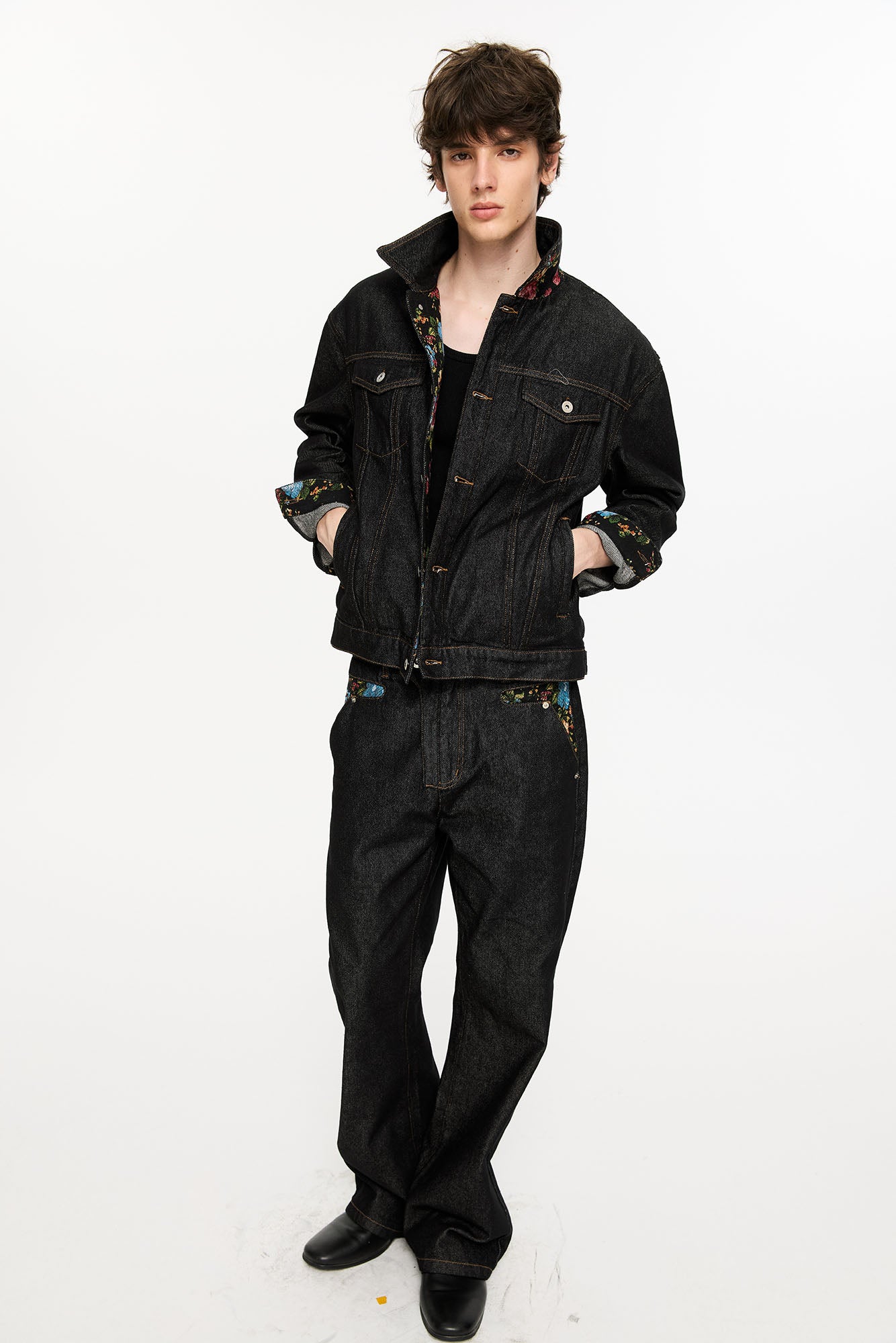 KREATE Floral Lined Stitched Denim Jacket, premium urban and streetwear designers apparel on PROJECTISR.com, KREATE