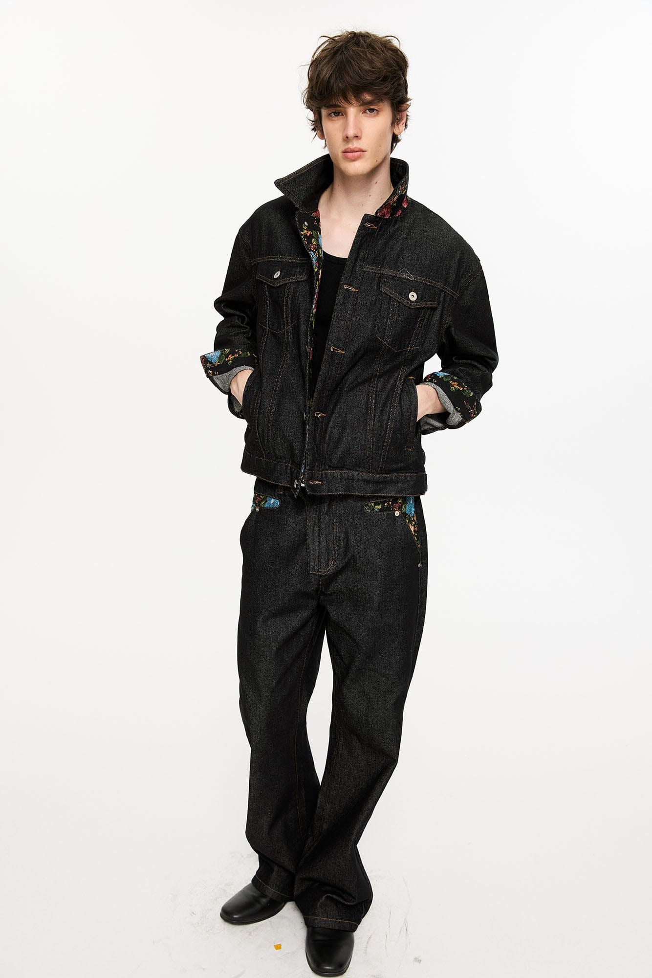 KREATE Floral Lined Stitched Denim Jacket, premium urban and streetwear designers apparel on PROJECTISR.com, KREATE