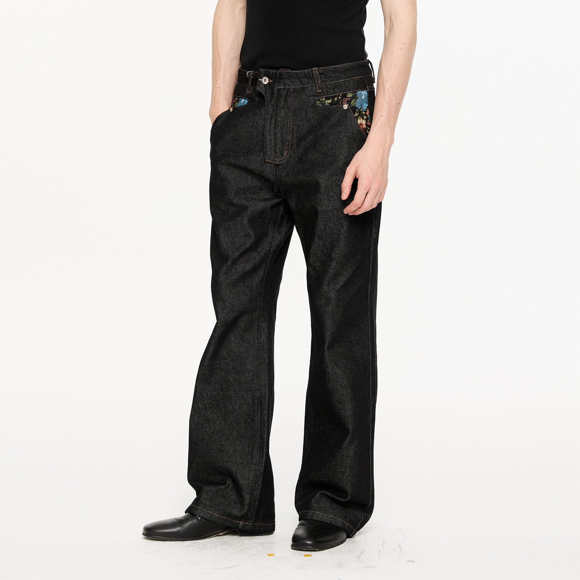 KREATE Floral Lined Stitched Jeans, premium urban and streetwear designers apparel on PROJECTISR.com, KREATE