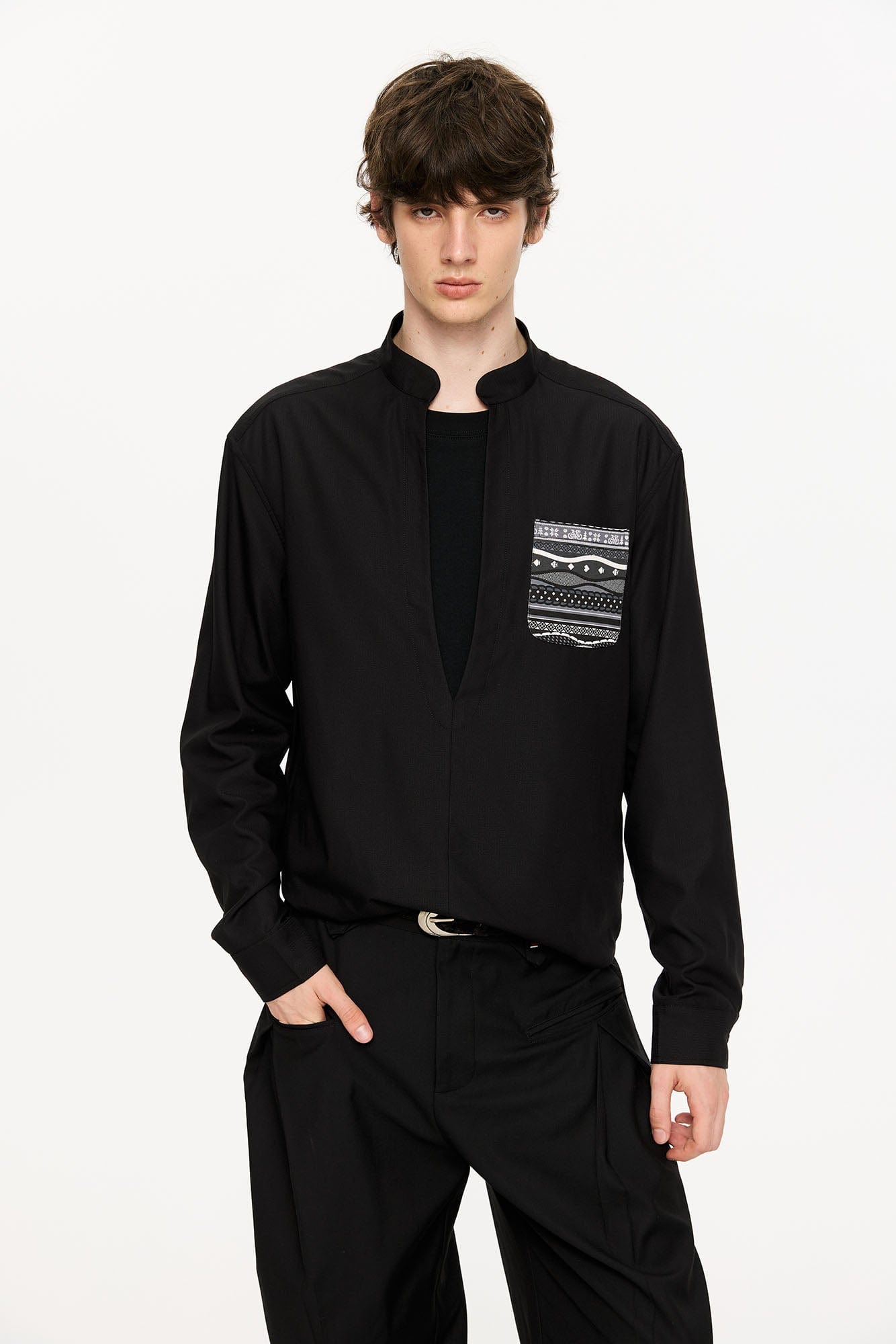 KREATE Faux Layered Fair Isle Pocket Shirt, premium urban and streetwear designers apparel on PROJECTISR.com, KREATE