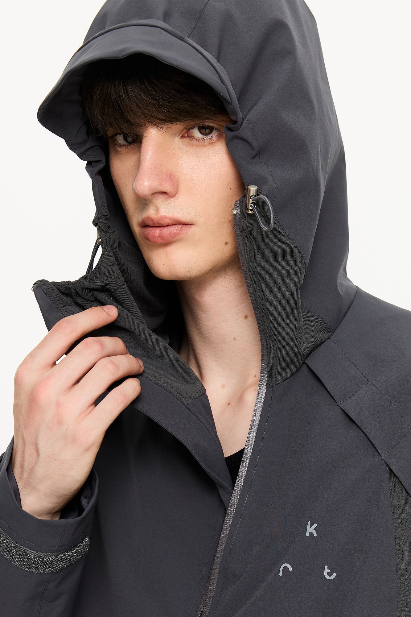 KREATE Asymmetric-Zip Teflon Hooded Jacket, premium urban and streetwear designers apparel on PROJECTISR.com, KREATE