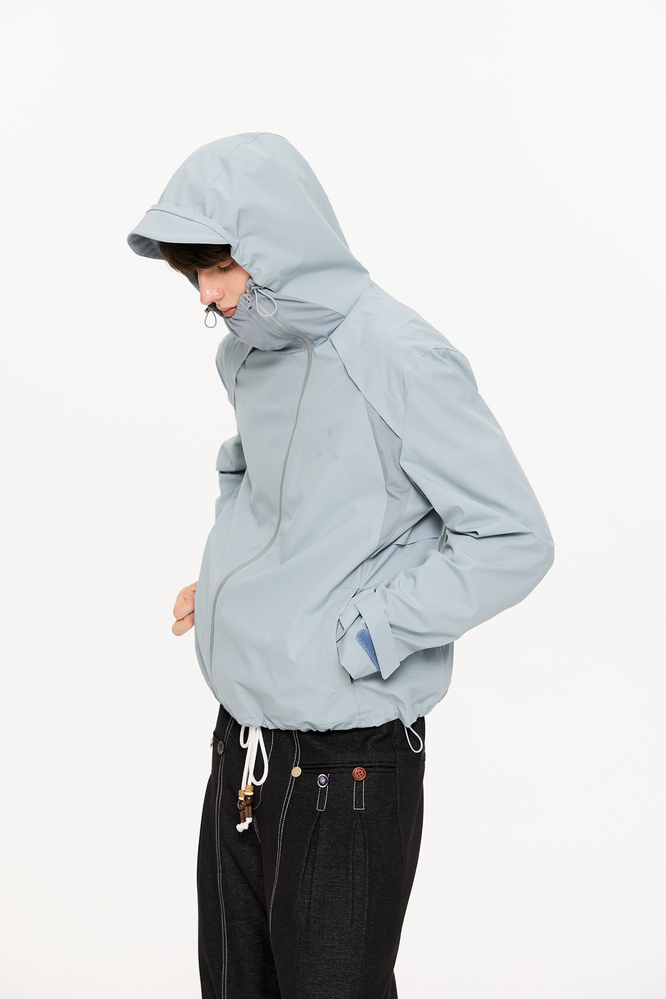 KREATE Asymmetric-Zip Teflon Hooded Jacket, premium urban and streetwear designers apparel on PROJECTISR.com, KREATE