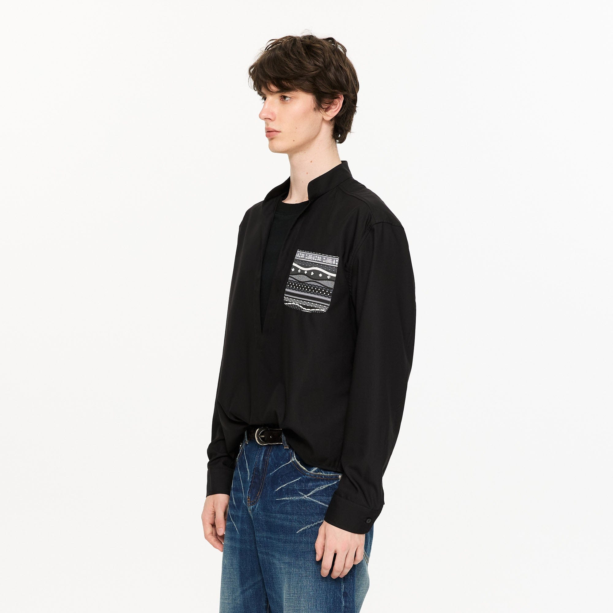 KREATE Faux Layered Fair Isle Pocket Shirt, premium urban and streetwear designers apparel on PROJECTISR.com, KREATE