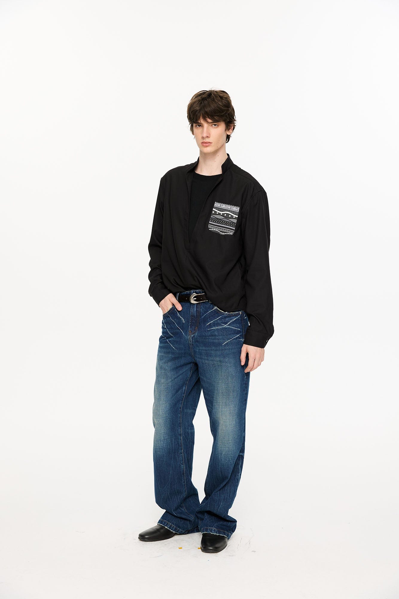 KREATE Faux Layered Fair Isle Pocket Shirt, premium urban and streetwear designers apparel on PROJECTISR.com, KREATE