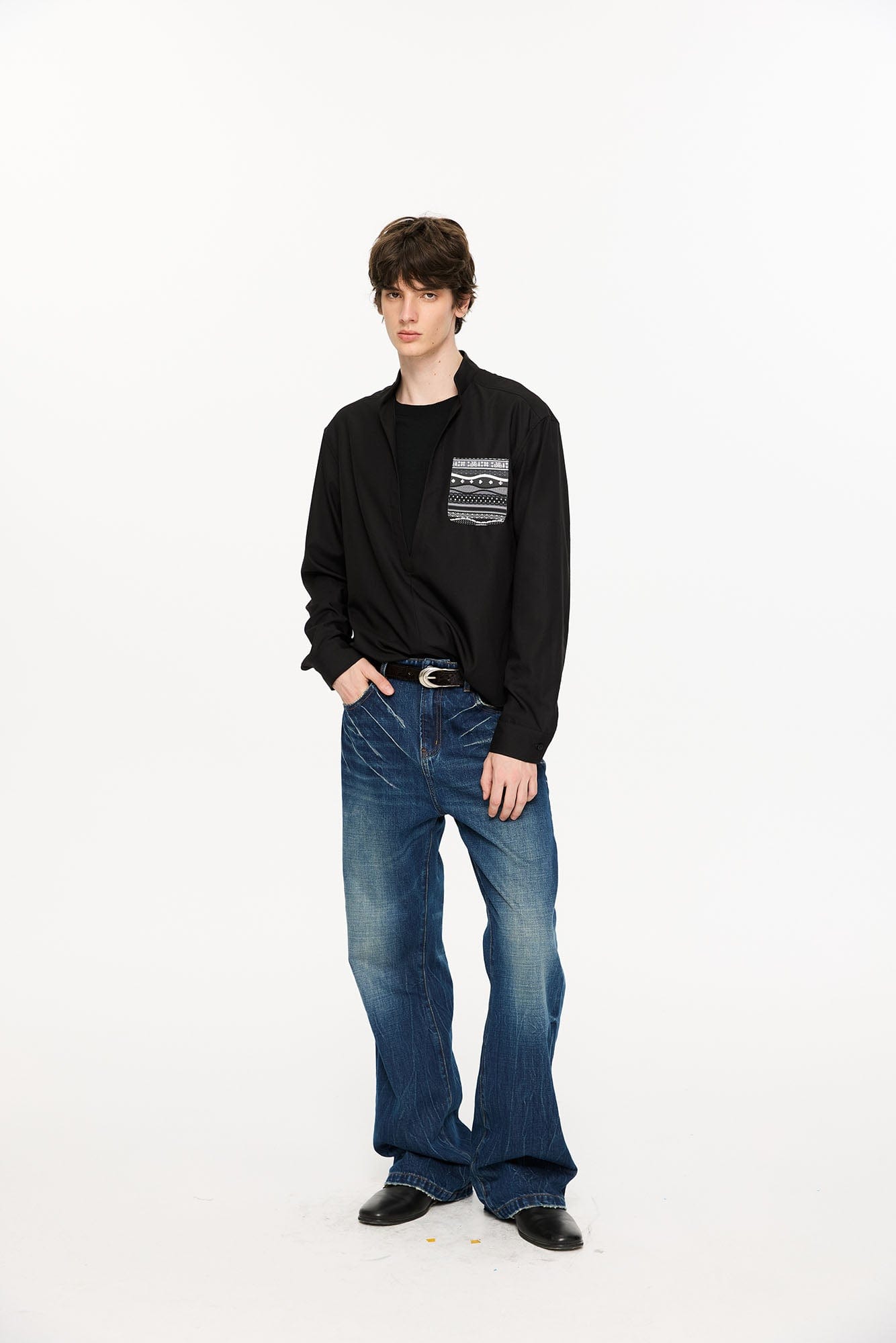 KREATE Faux Layered Fair Isle Pocket Shirt, premium urban and streetwear designers apparel on PROJECTISR.com, KREATE