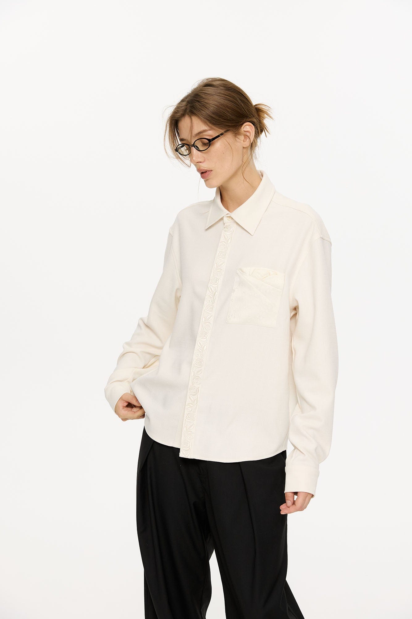 KREATE Floral Jacquard Trim Pocket Shirt, premium urban and streetwear designers apparel on PROJECTISR.com, KREATE