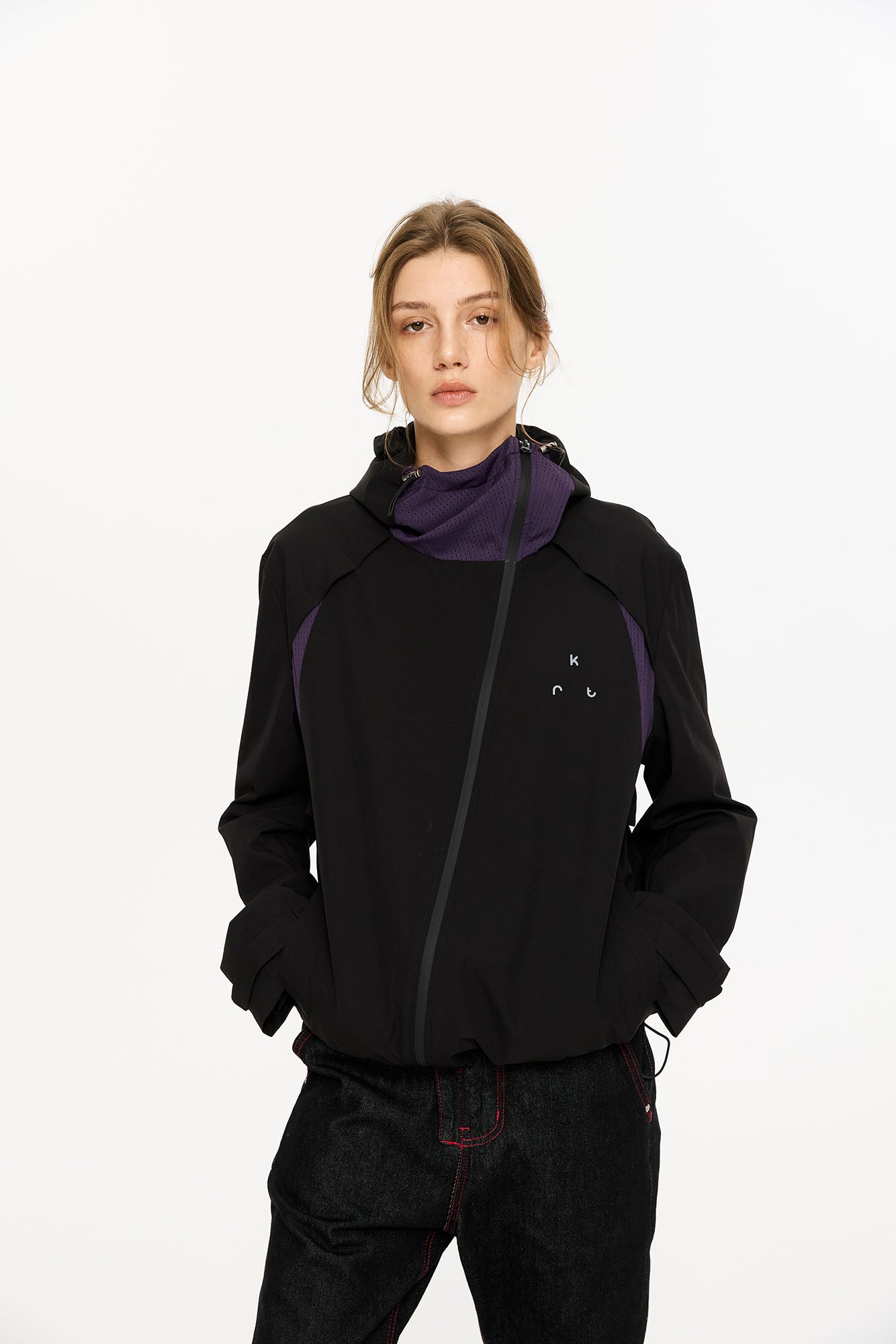 KREATE Asymmetric-Zip Teflon Hooded Jacket, premium urban and streetwear designers apparel on PROJECTISR.com, KREATE