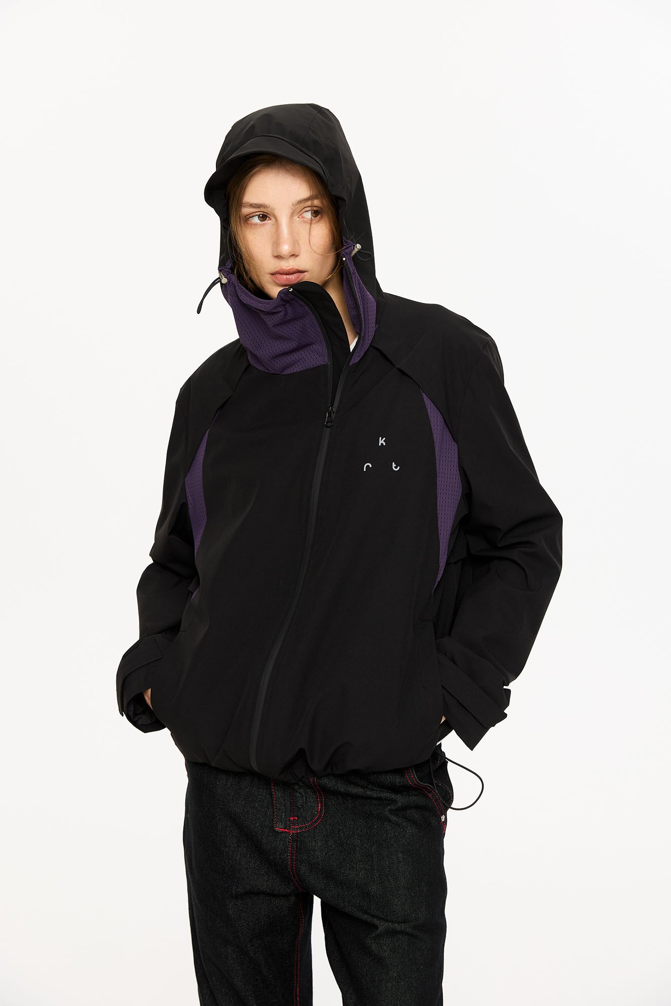 KREATE Asymmetric-Zip Teflon Hooded Jacket, premium urban and streetwear designers apparel on PROJECTISR.com, KREATE