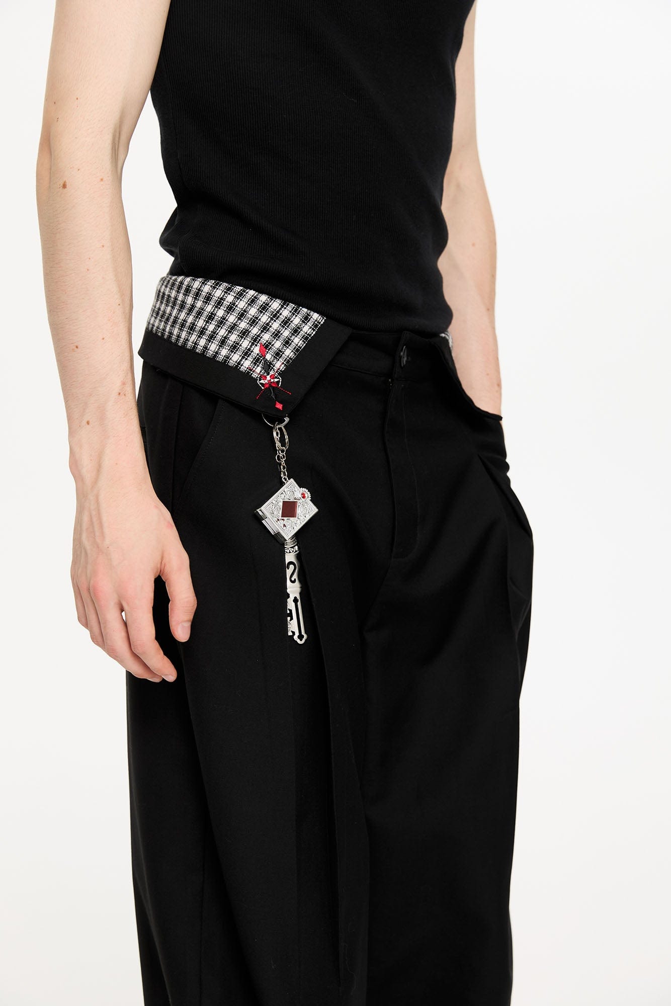 KREATE Folded Check Waistband Pleated Trousers, premium urban and streetwear designers apparel on PROJECTISR.com, KREATE