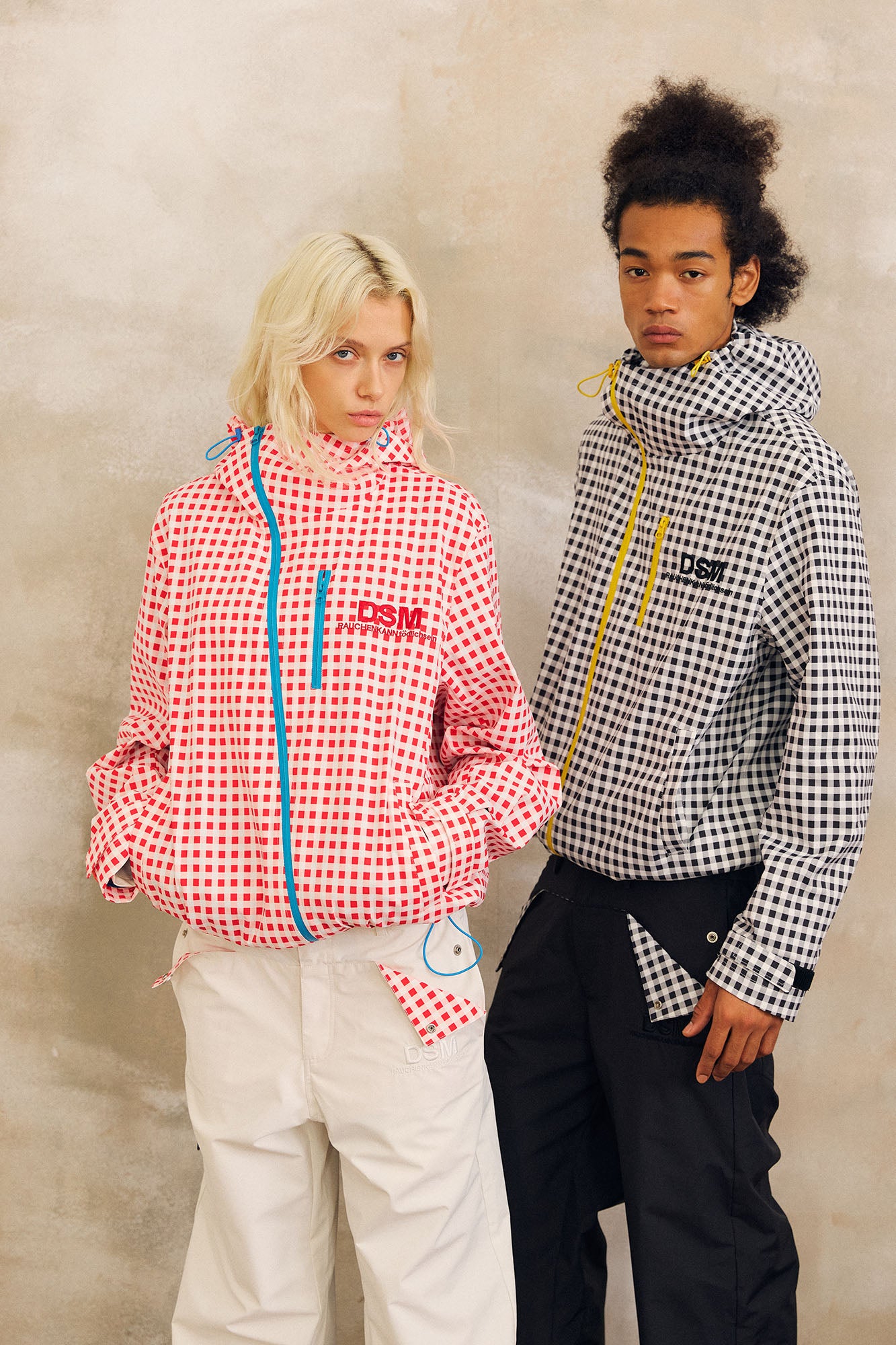 DONSMOKE Diagonal-Zip Check Teflon Windbreaker, premium urban and streetwear designers apparel on PROJECTISR.com, DONSMOKE