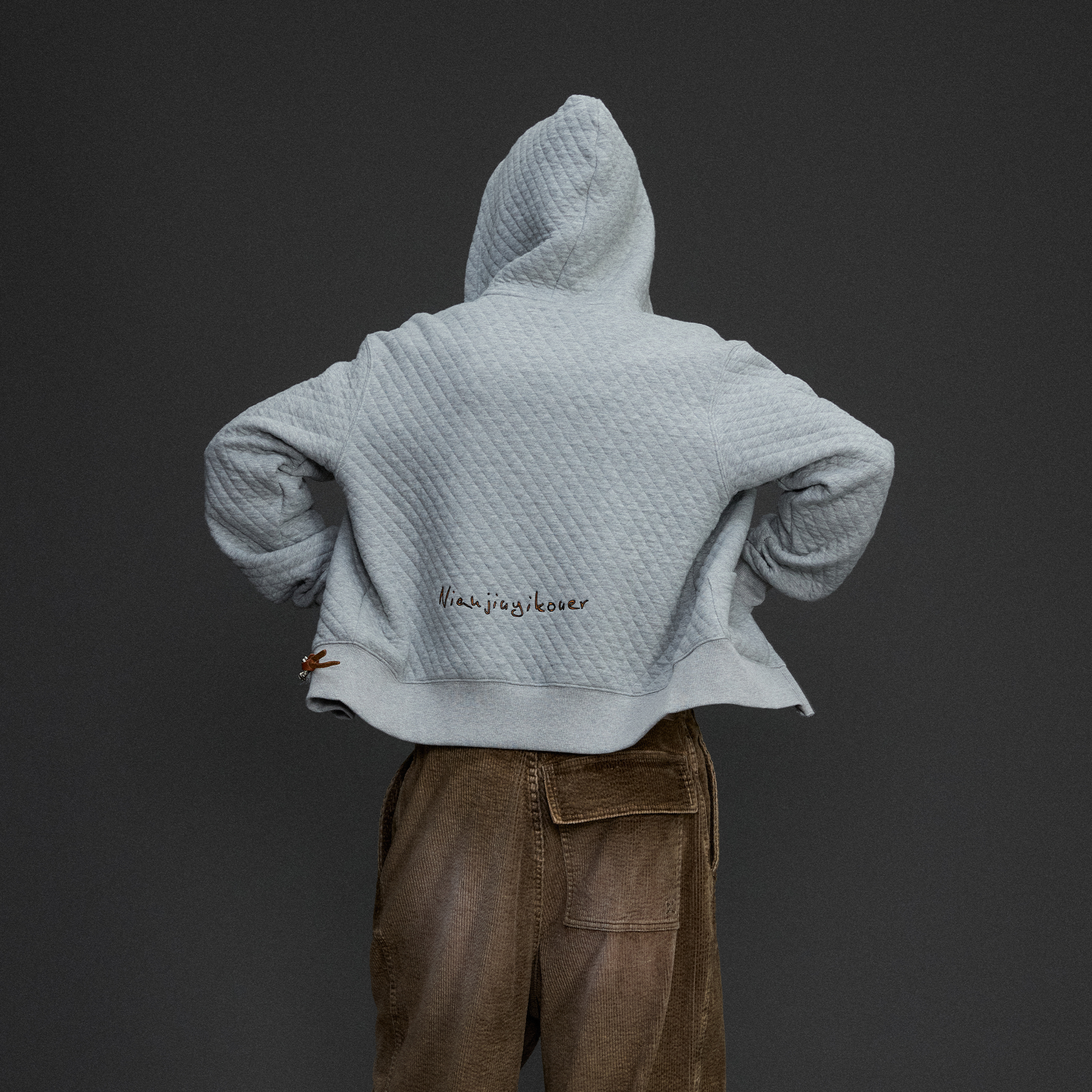 NIANJIUYIKOUER Tiger Embroidered Quilted Zip-Up Hoodie, premium urban and streetwear designers apparel on PROJECTISR.com, NIANJIUYIKOUER