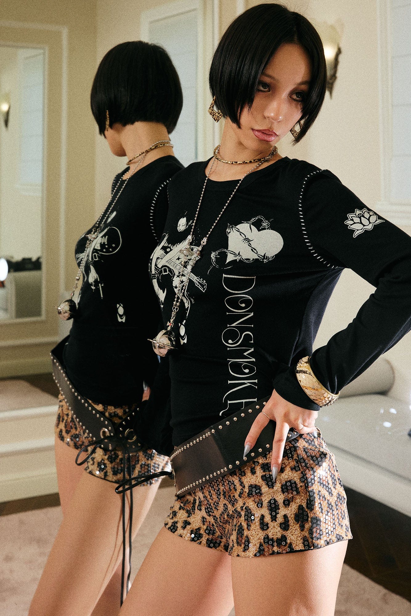 DONSMOKE × NANA Punk Graphic Stitch Long-Sleeve Tee, premium urban and streetwear designers apparel on PROJECTISR.com, DONSMOKE