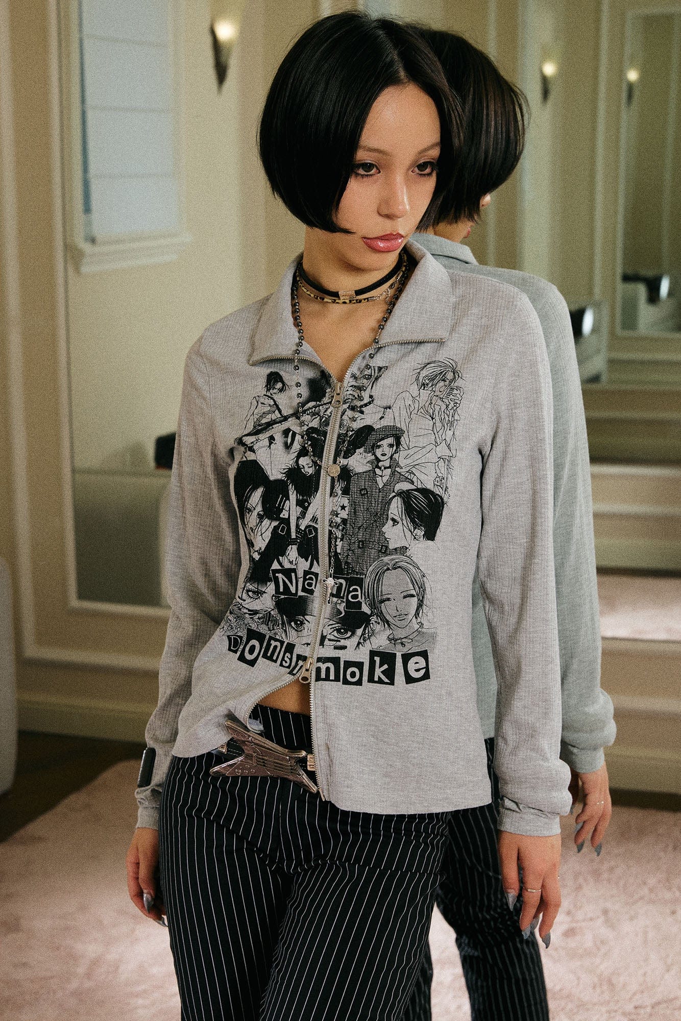 DONSMOKE × NANA Manga Collage Zip-Up Cardigan, premium urban and streetwear designers apparel on PROJECTISR.com, DONSMOKE