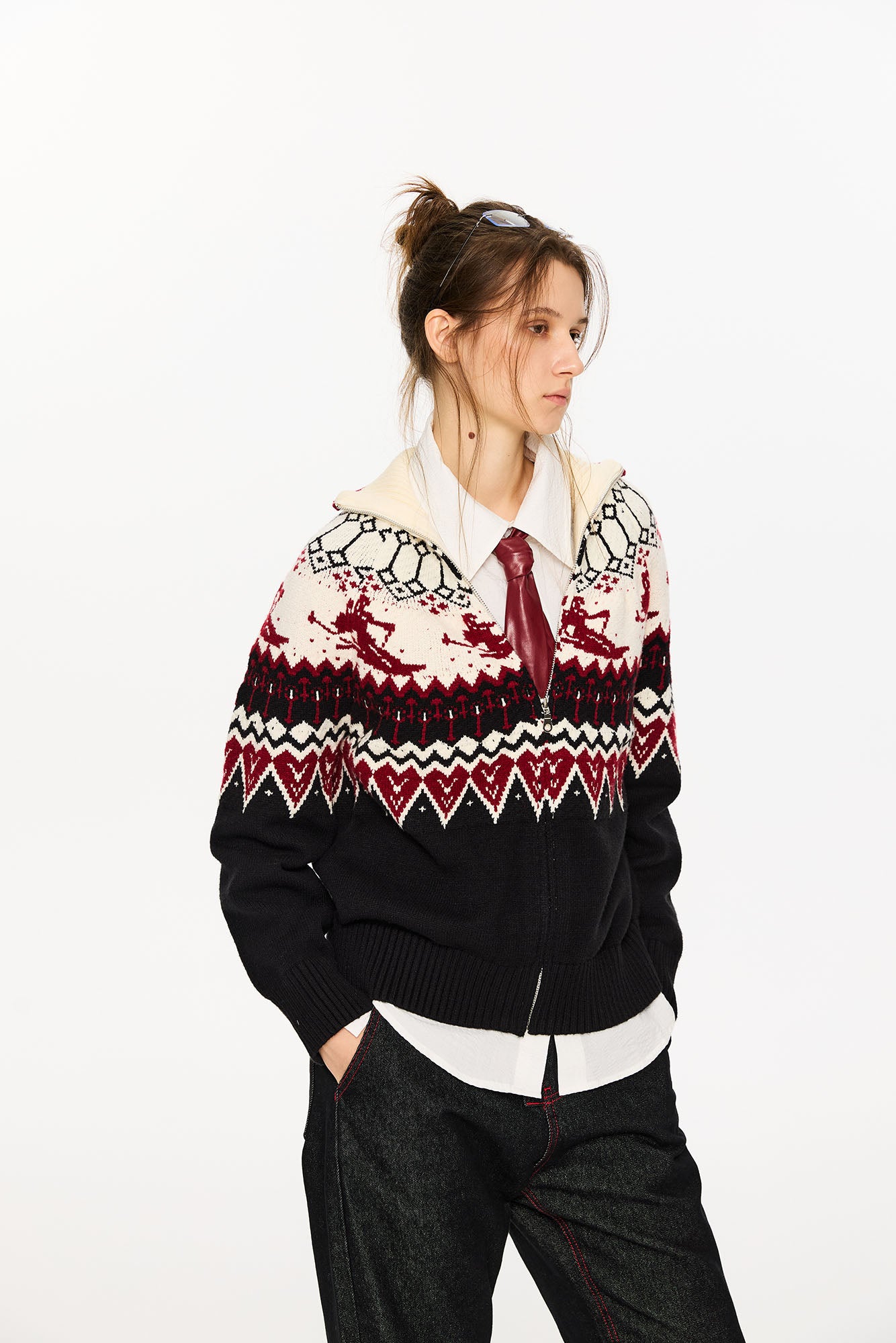 KREATE Christmas Fair Isle Jacquard Knit Jacket