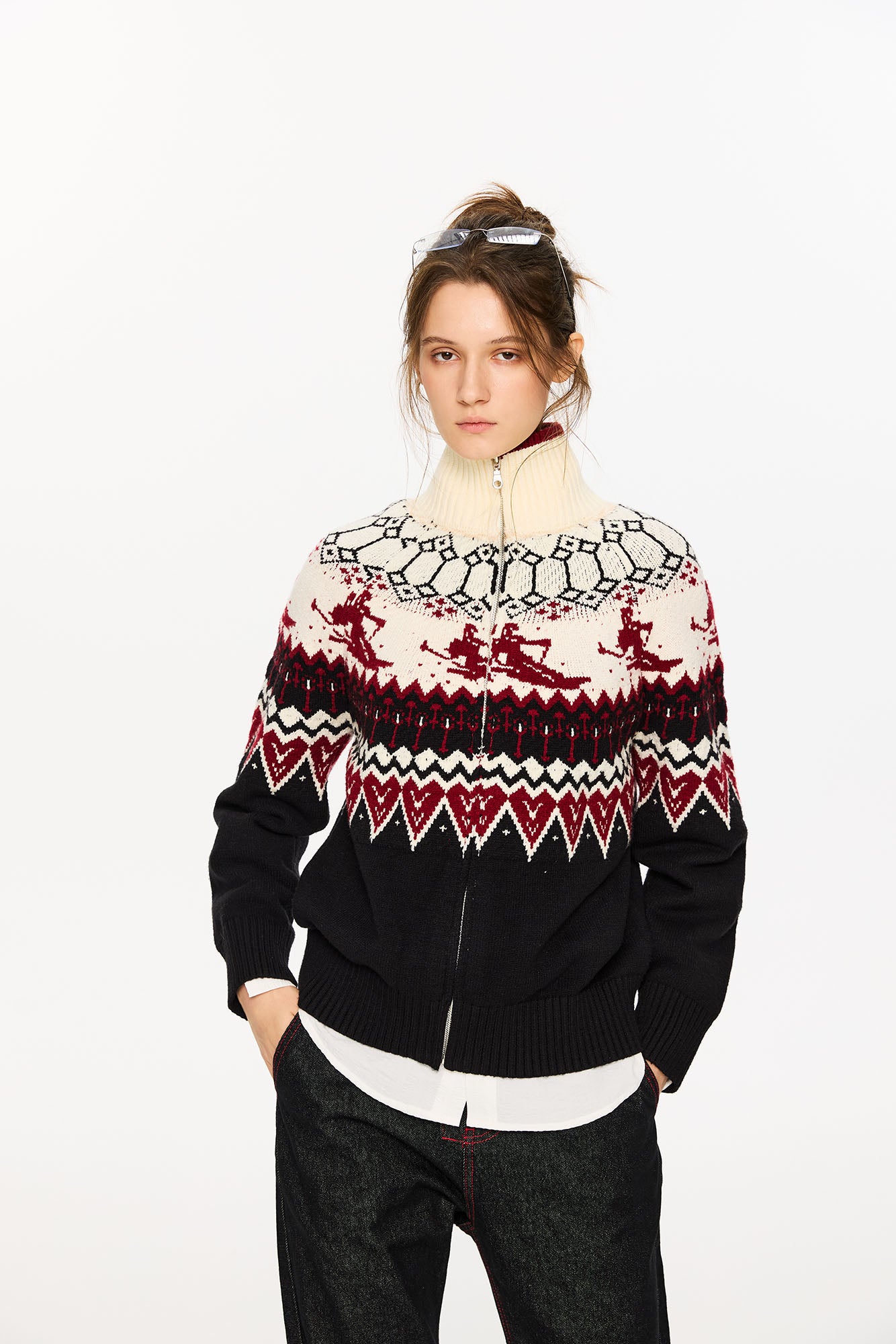 KREATE Christmas Fair Isle Jacquard Knit Jacket