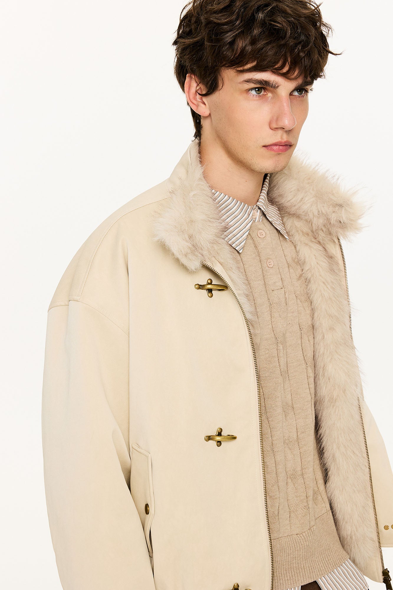 KREATE Faux Fur Lining PU Jacket