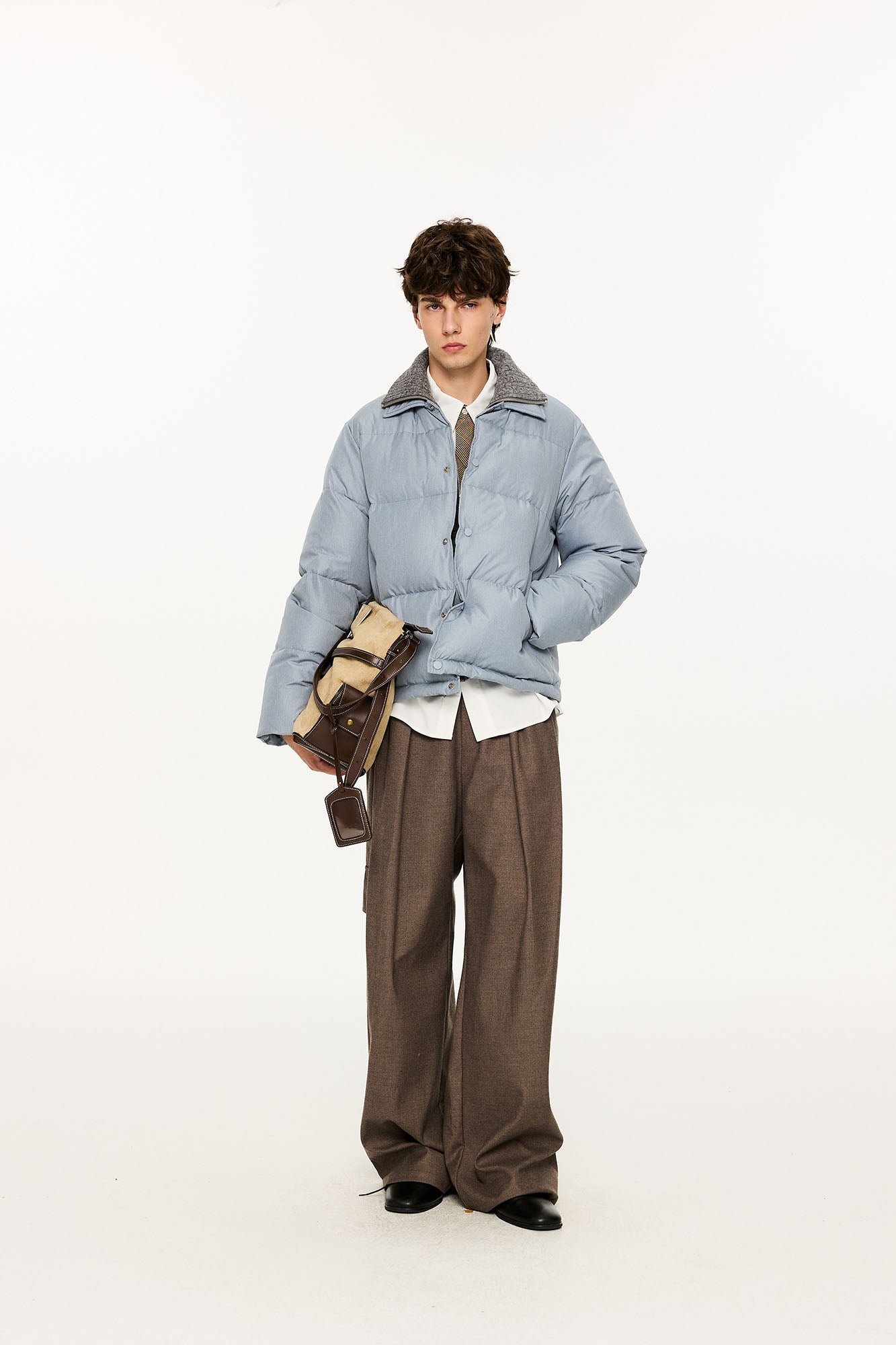 KREATE Faux Layered Cable Knit Puffer Jacket