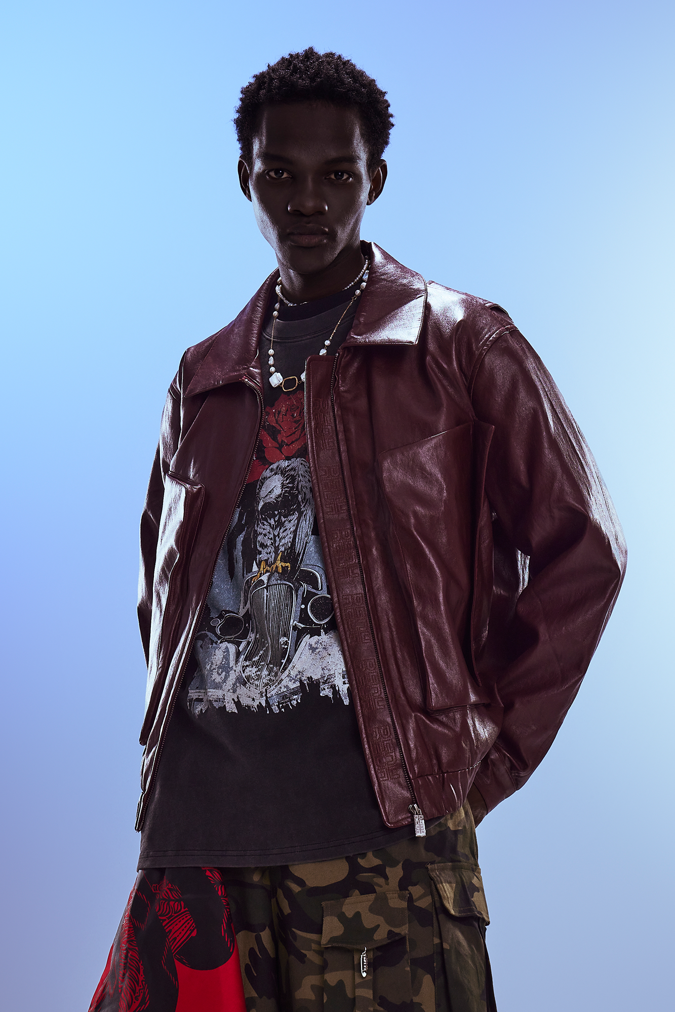 REDH Glossy Coated Faux Leather Jacket Ancora Red