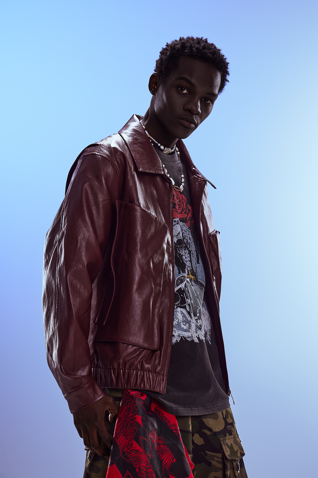 REDH Glossy Coated Faux Leather Jacket Ancora Red