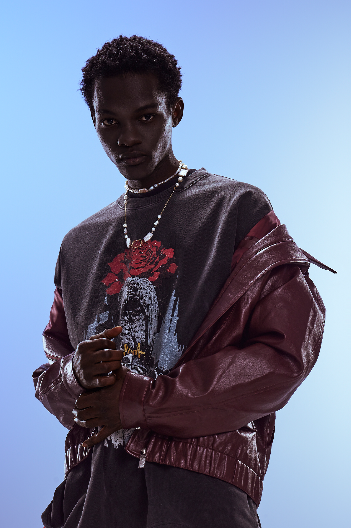 REDH Glossy Coated Faux Leather Jacket Ancora Red