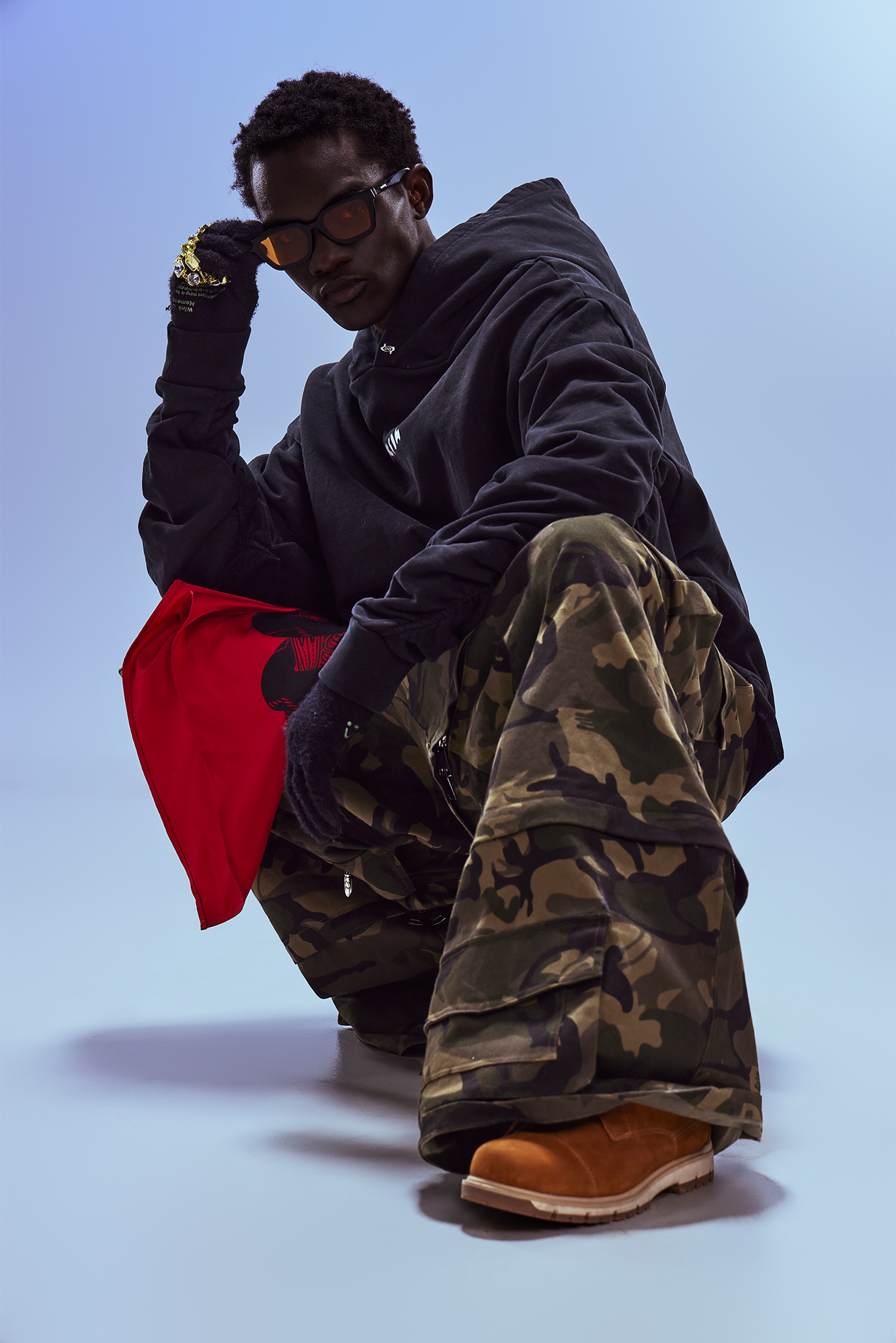 REDH Ruched Sleeve Washed Hoodie