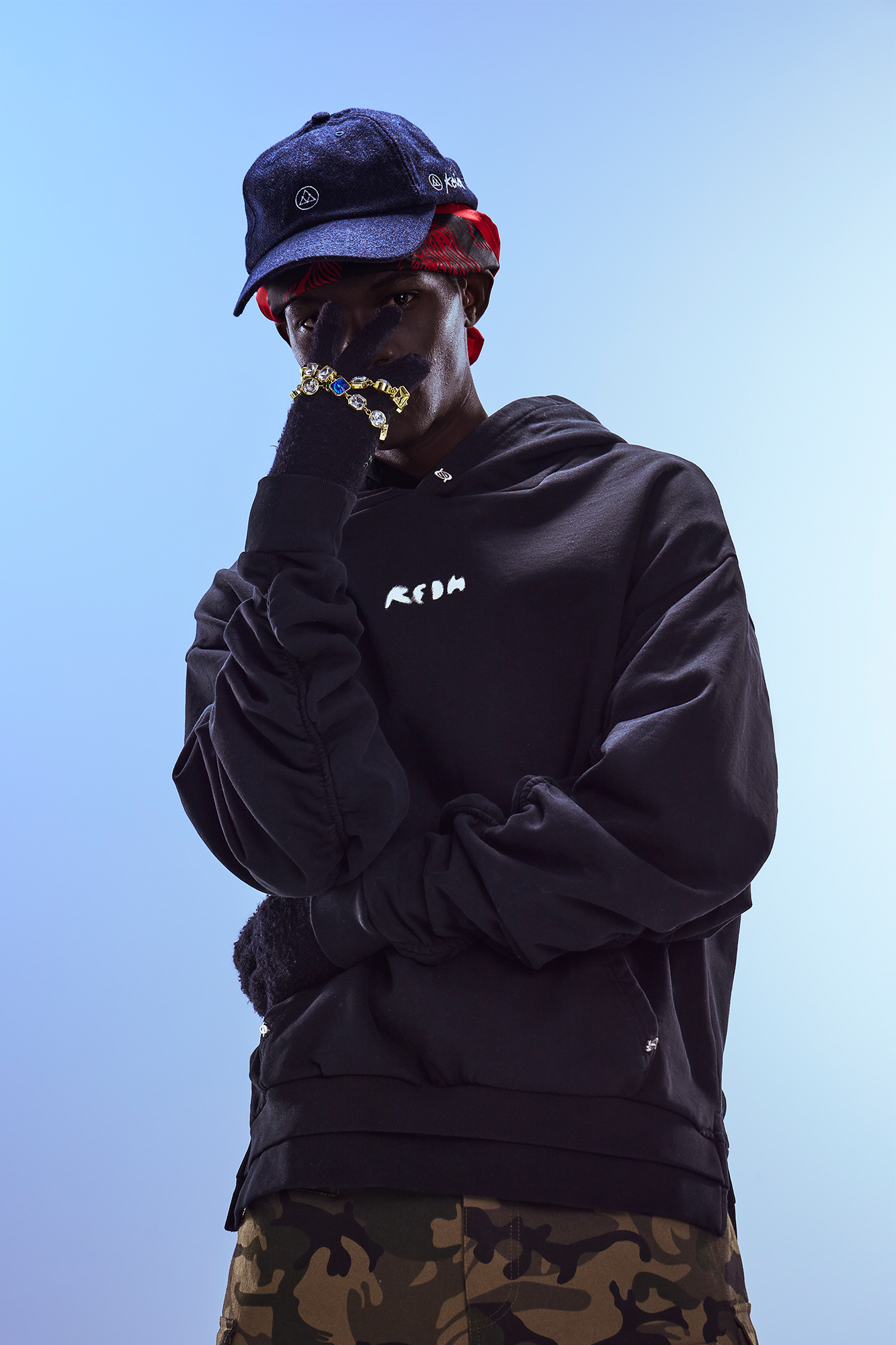 REDH Ruched Sleeve Washed Hoodie