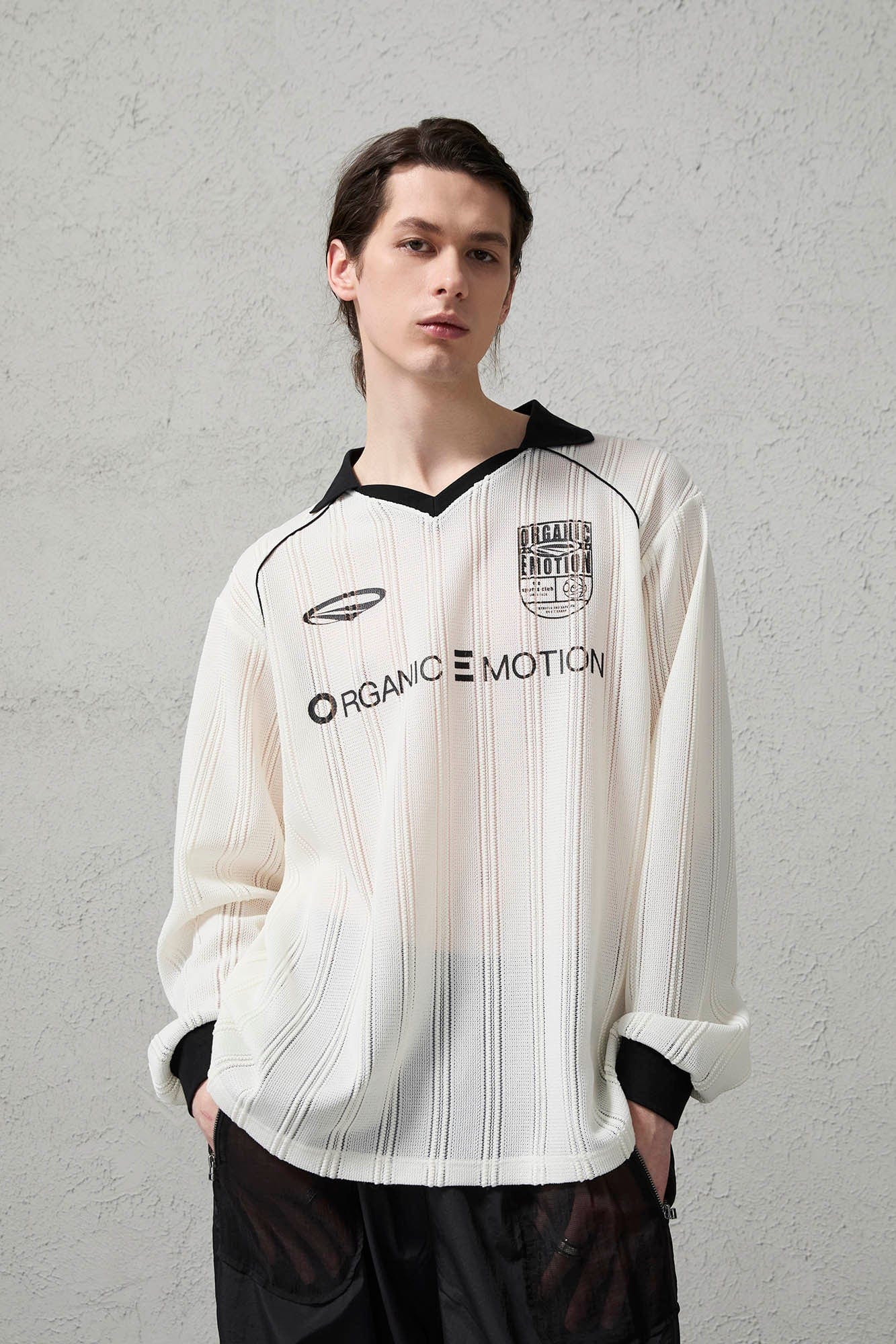 ORGANIC EMOTION Retro Sheer Striped Knit Raglan Jersey