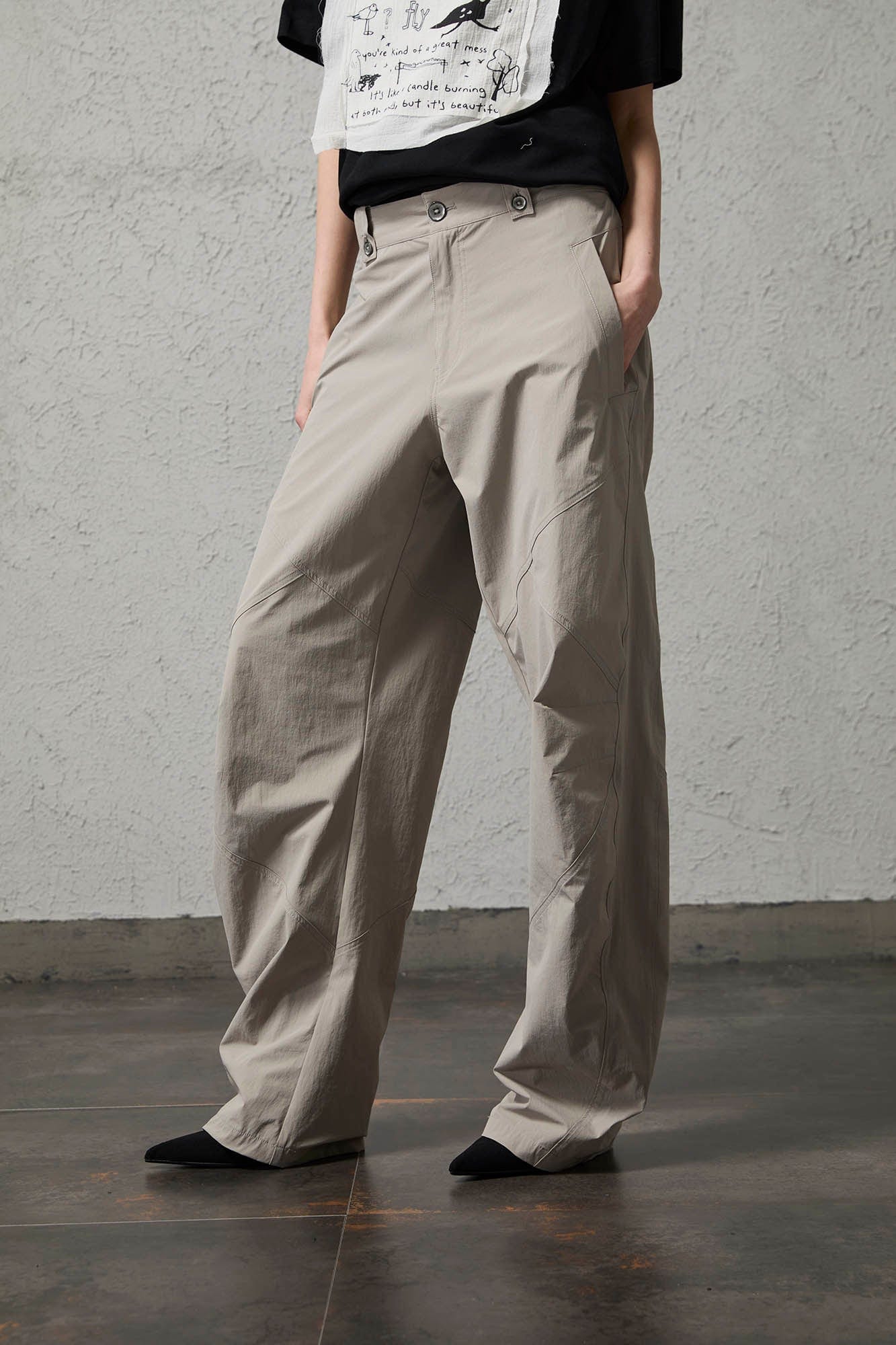 ORGANIC EMOTION Retro Spliced Curved Pants