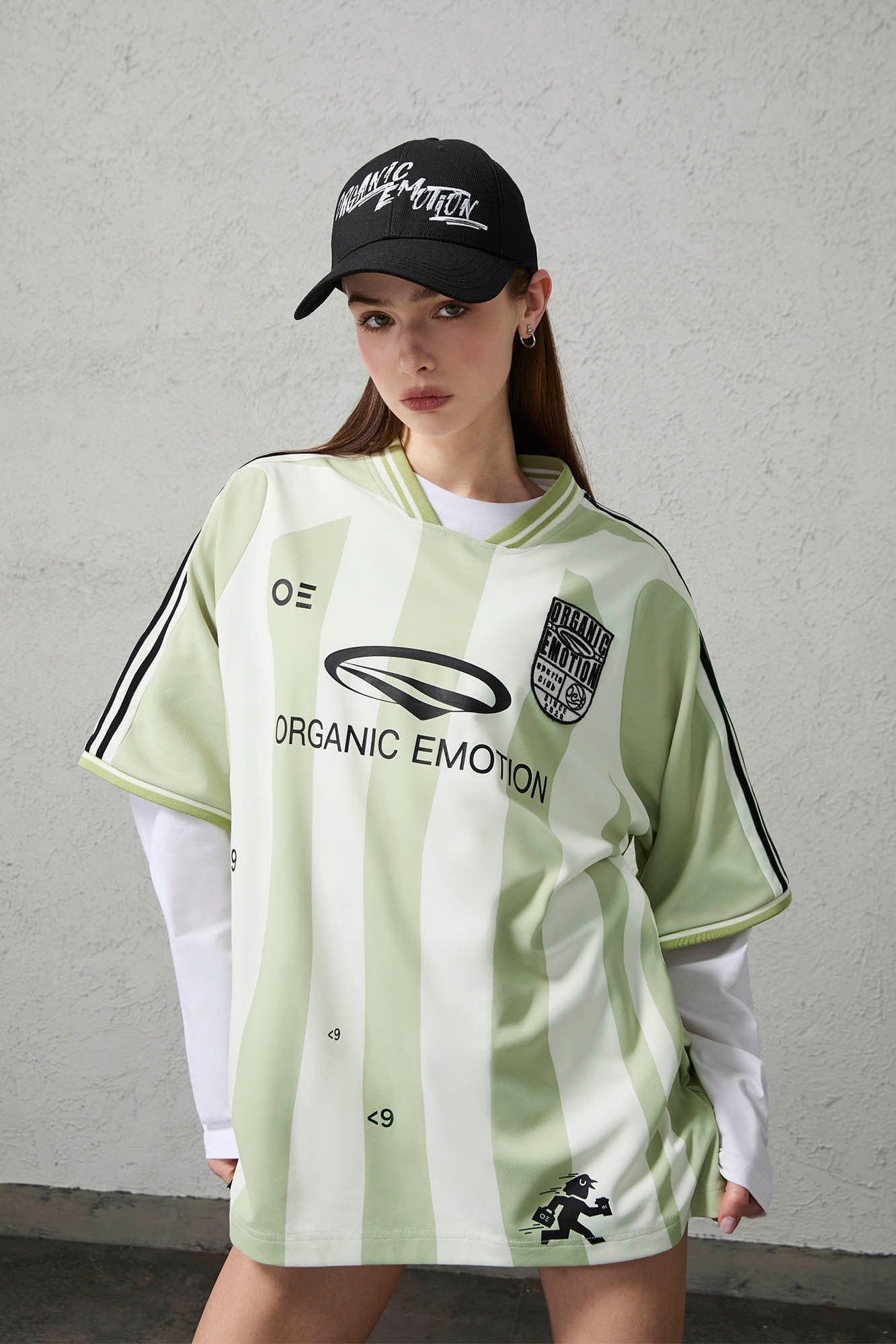ORGANIC EMOTION Striped Badge Graphics Soccer Jersey, premium urban and streetwear designers apparel on PROJECTISR.com, ORGANIC EMOTION