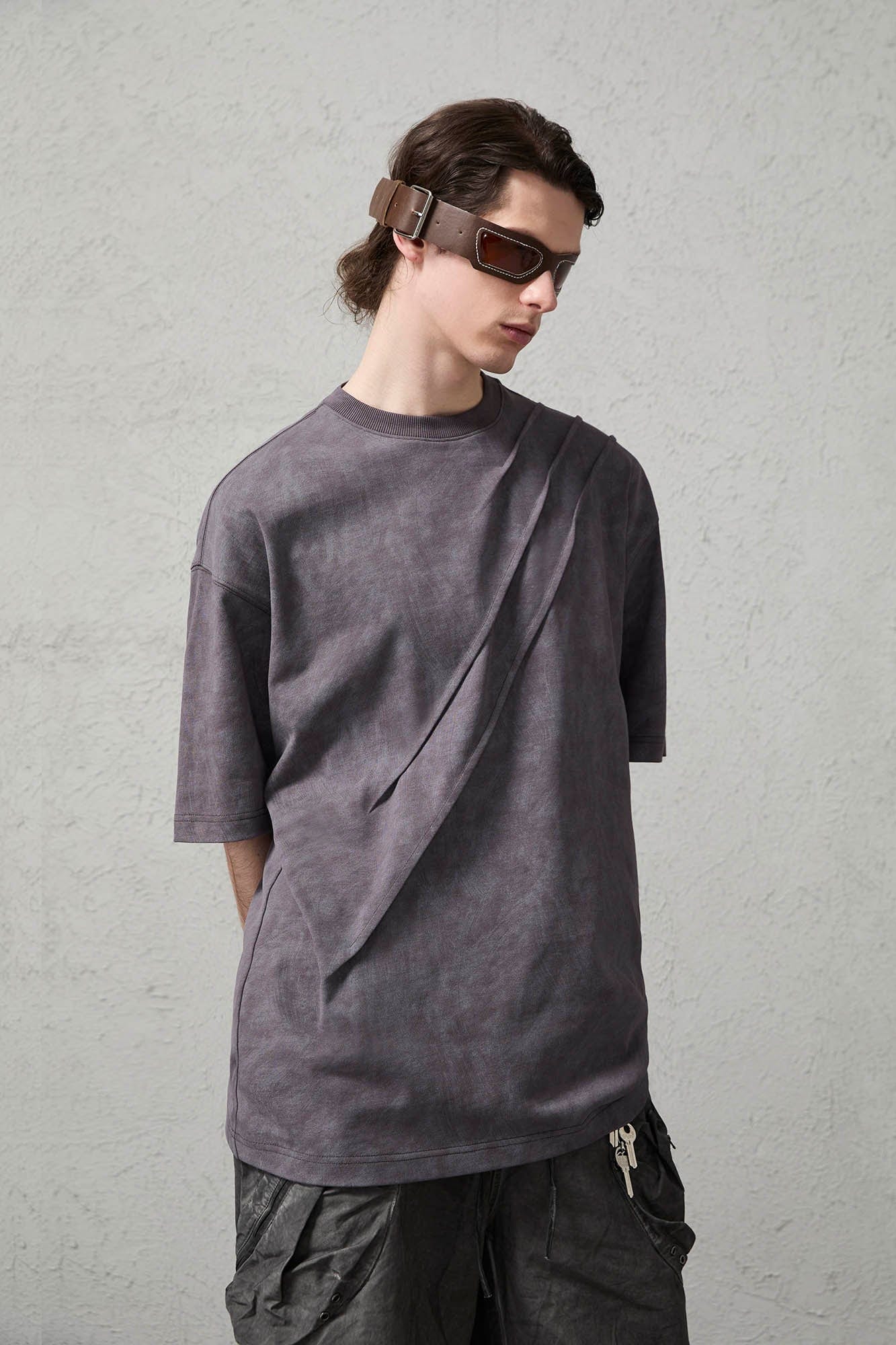 ORGANIC EMOTION Scratch Spliced Washed T-Shirt
