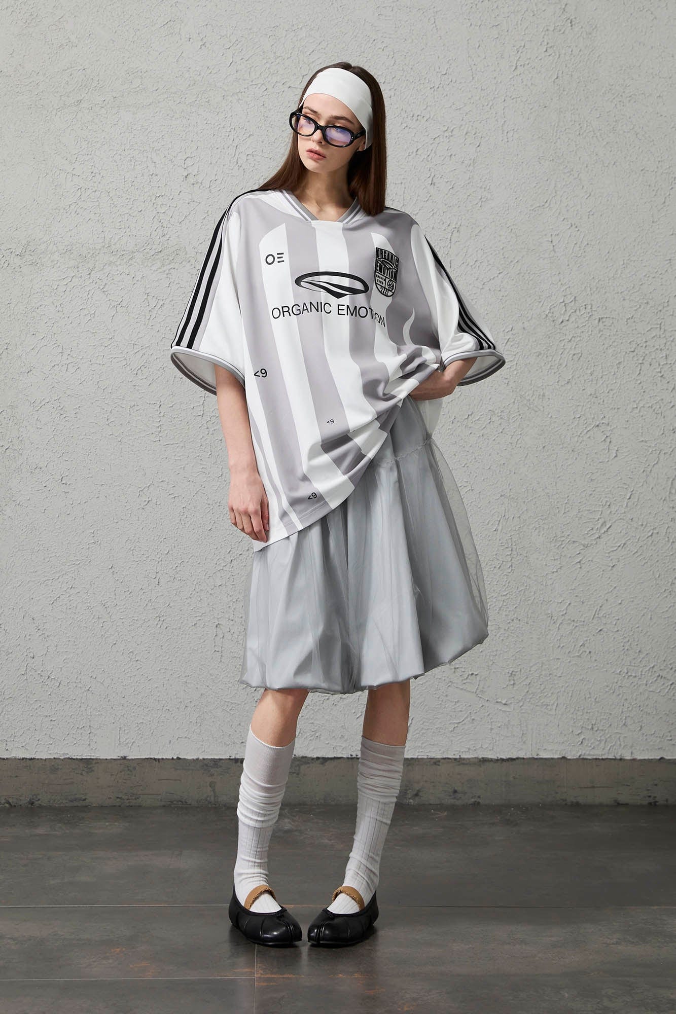ORGANIC EMOTION Striped Badge Graphics Soccer Jersey, premium urban and streetwear designers apparel on PROJECTISR.com, ORGANIC EMOTION