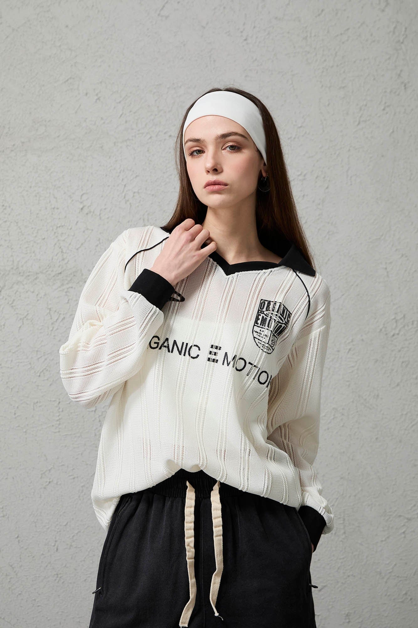ORGANIC EMOTION Retro Sheer Striped Knit Raglan Jersey