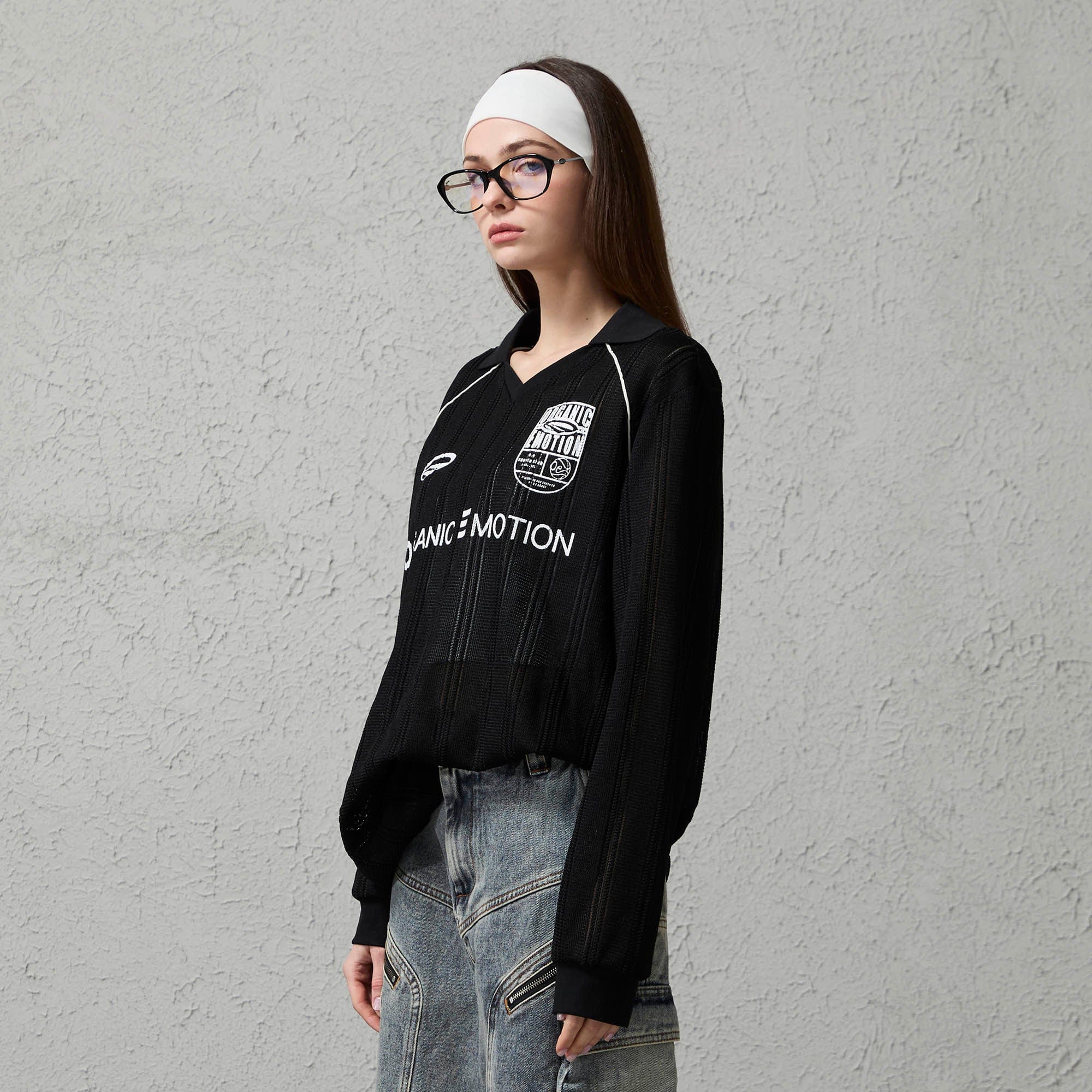 ORGANIC EMOTION Retro Sheer Striped Knit Raglan Jersey