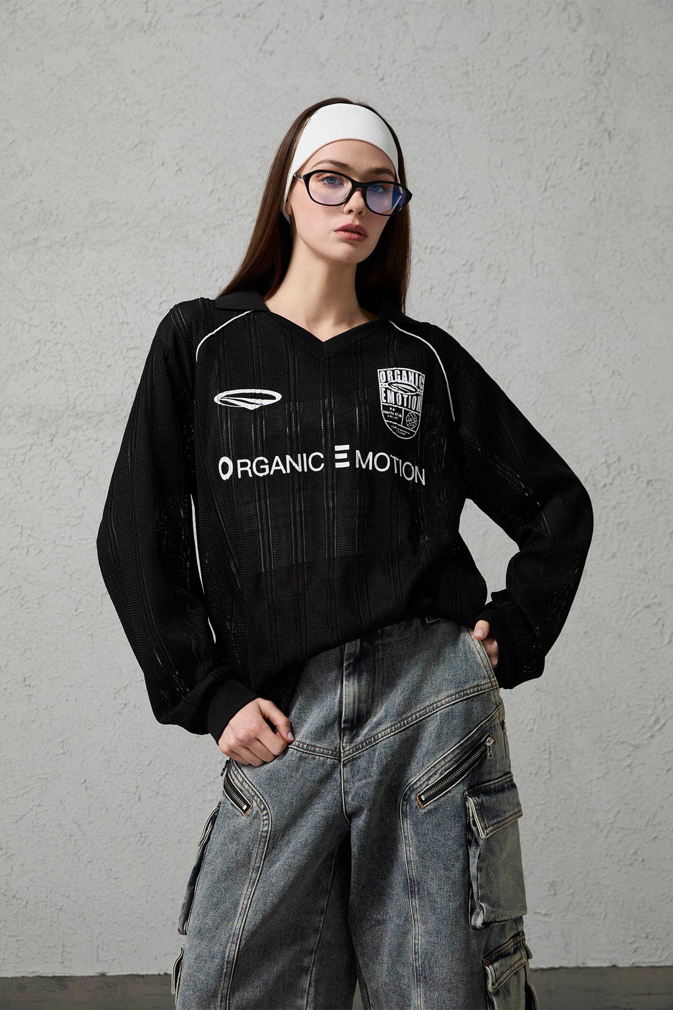 ORGANIC EMOTION Retro Sheer Striped Knit Raglan Jersey