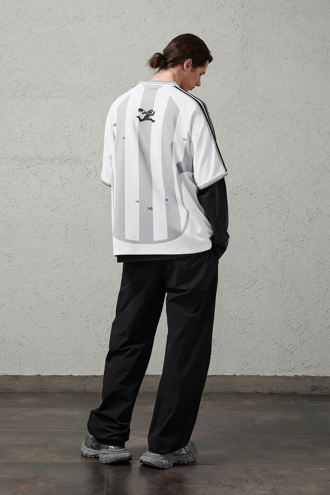 ORGANIC EMOTION Striped Badge Graphics Soccer Jersey, premium urban and streetwear designers apparel on PROJECTISR.com, ORGANIC EMOTION