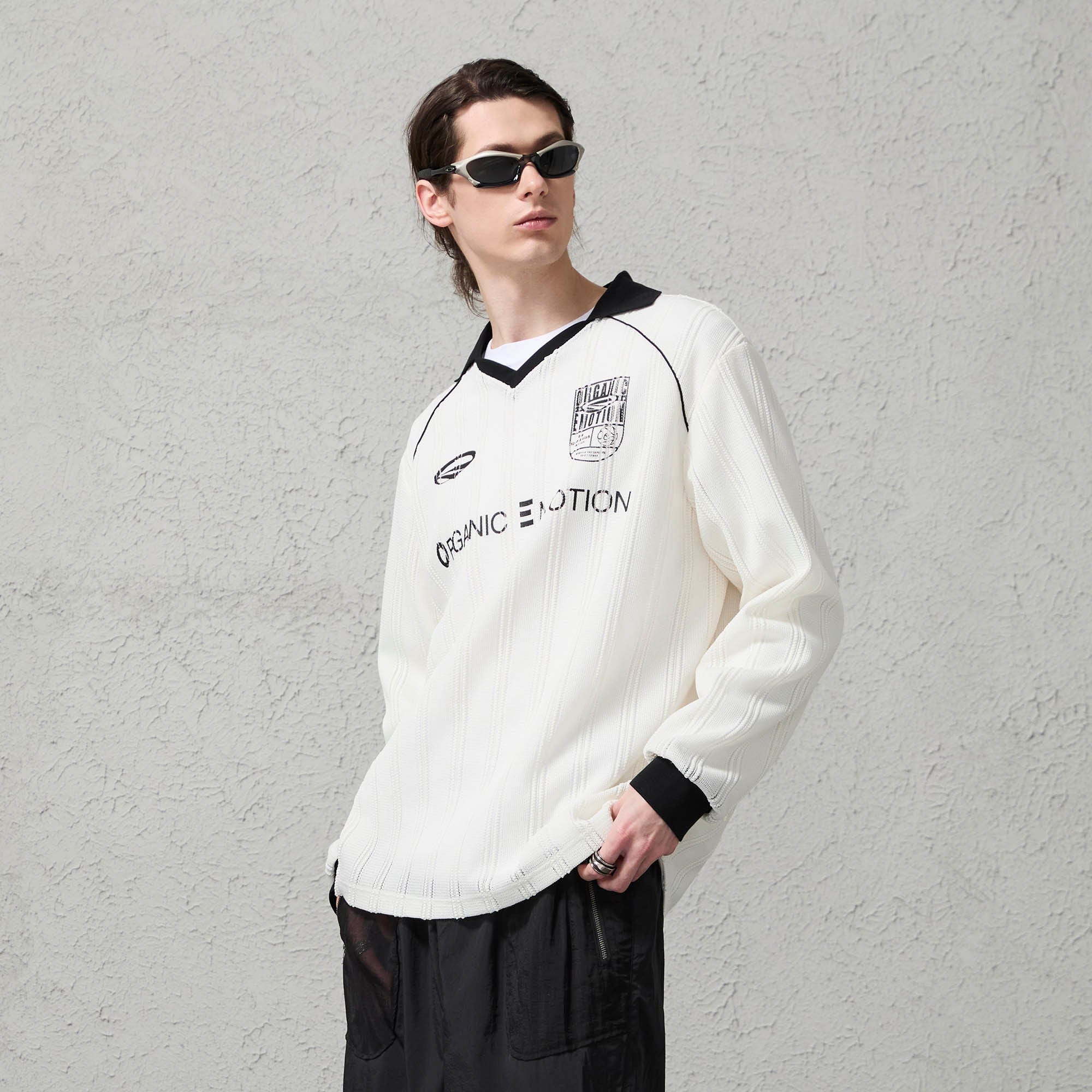 ORGANIC EMOTION Retro Sheer Striped Knit Raglan Jersey