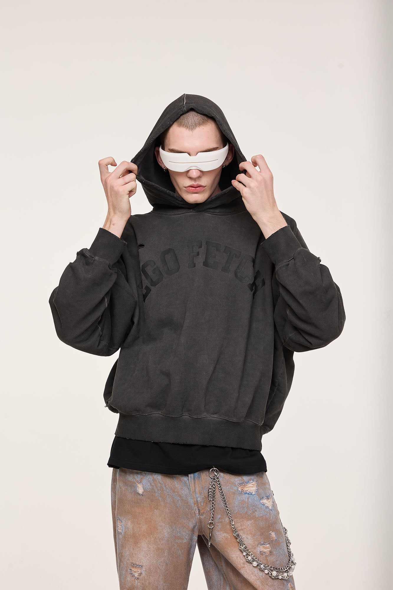 EGOFETCH Distressed Washed Hoodie
