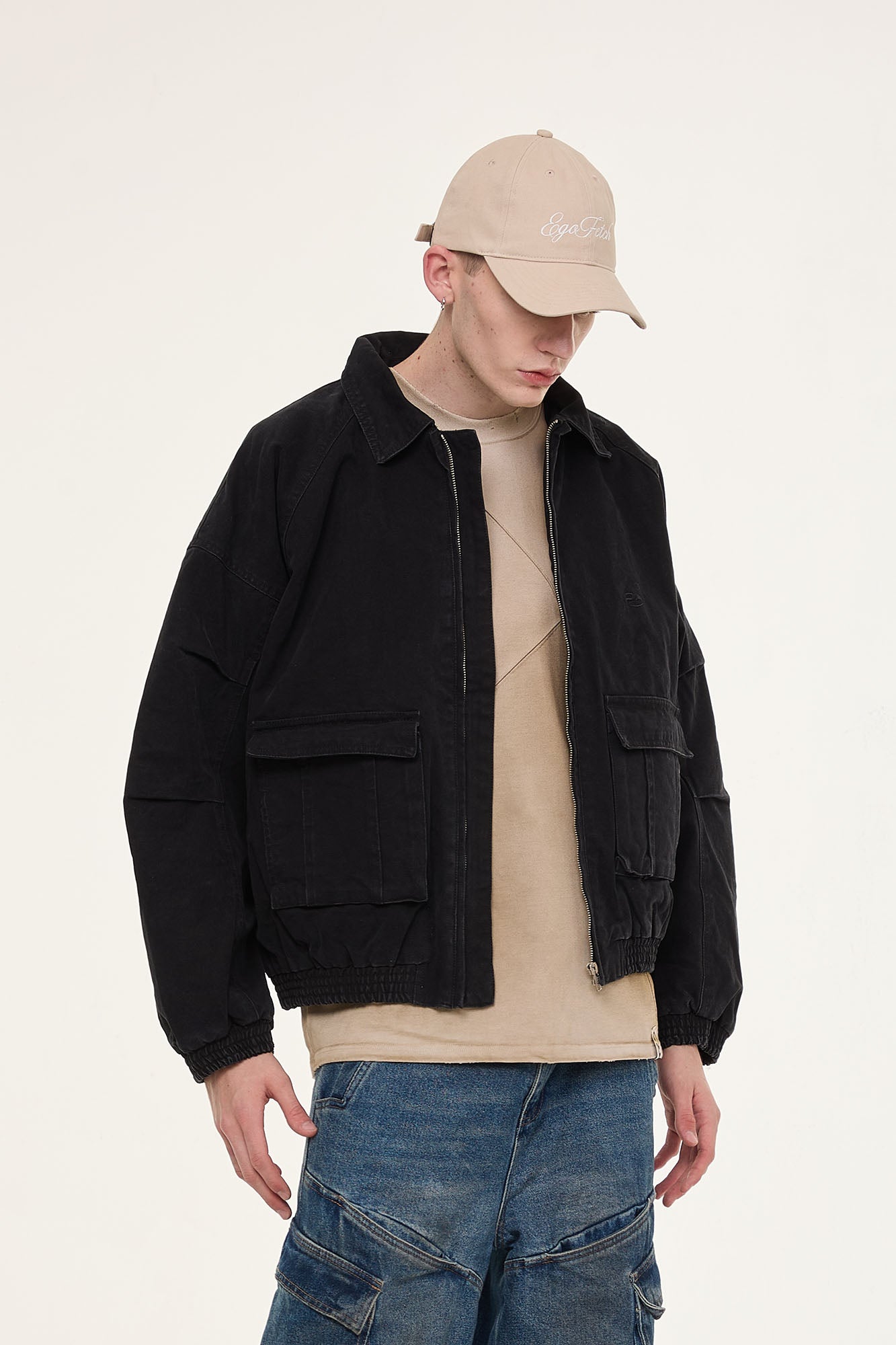 EGOFETCH Washed Utility Oversized Jacket