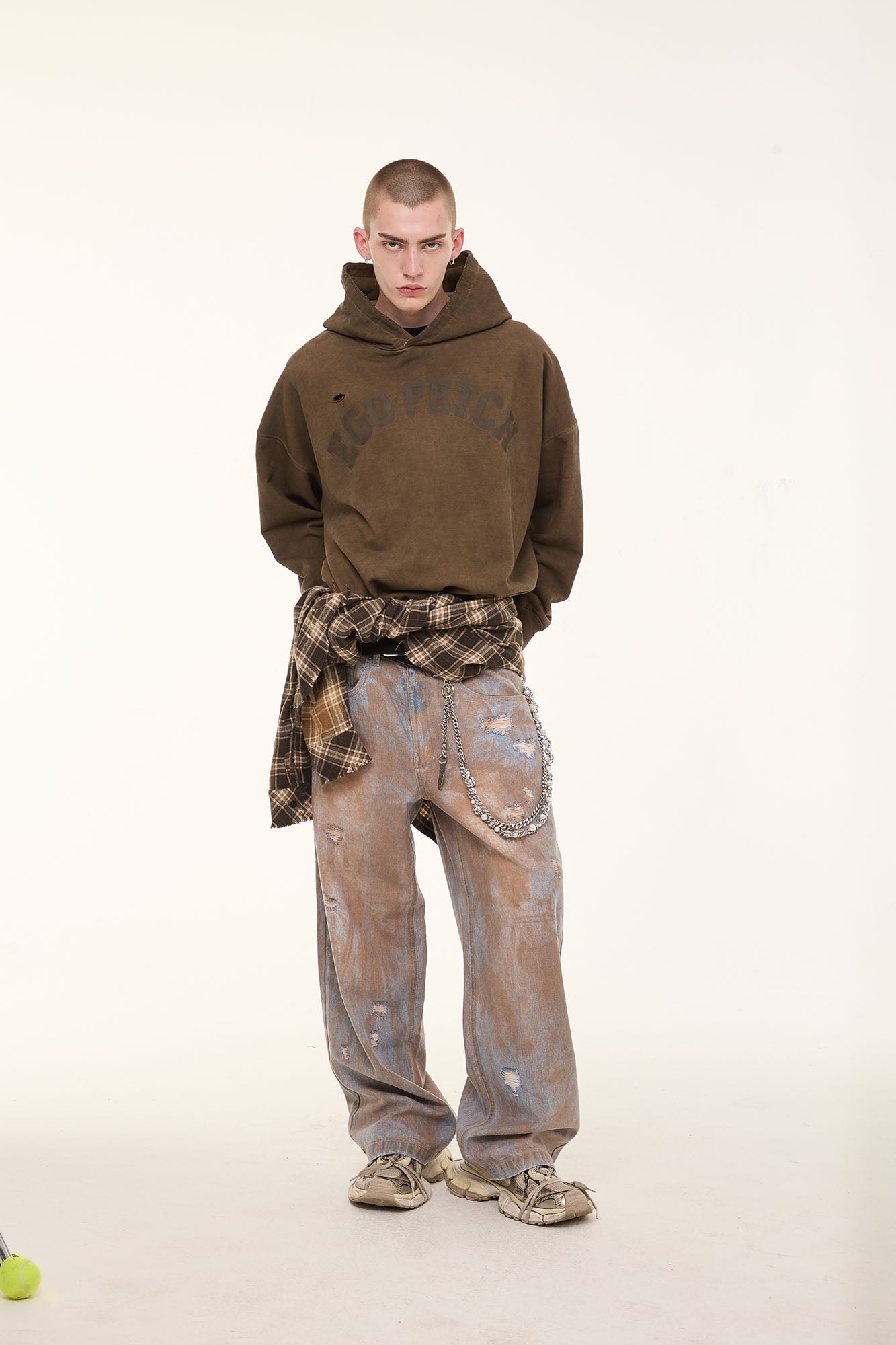 EGOFETCH Distressed Washed Hoodie
